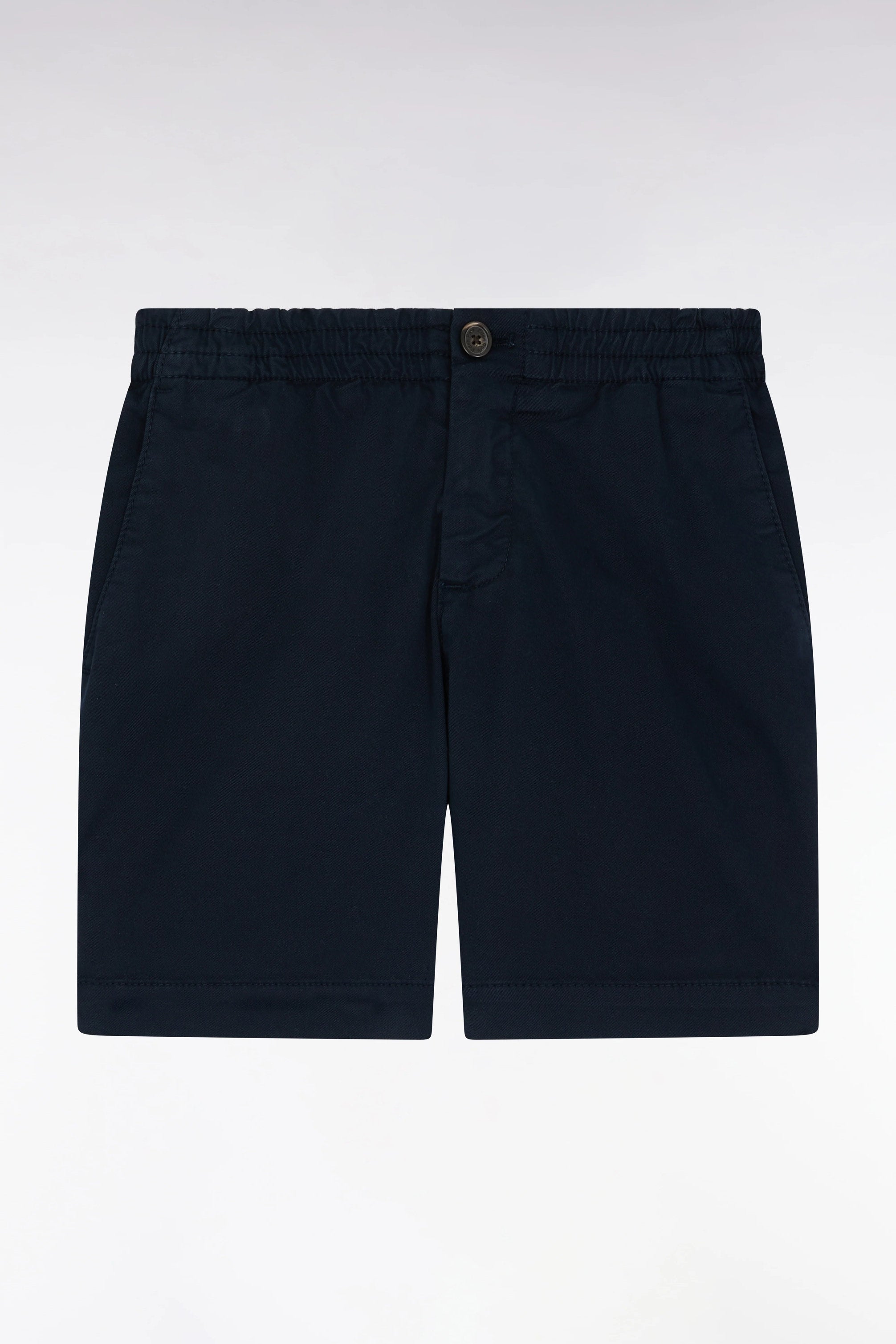 Eden Park_Navy Stretch Cotton Bermuda Shorts with an Elasticated Waistband_E25BASBE0007_BLF_01