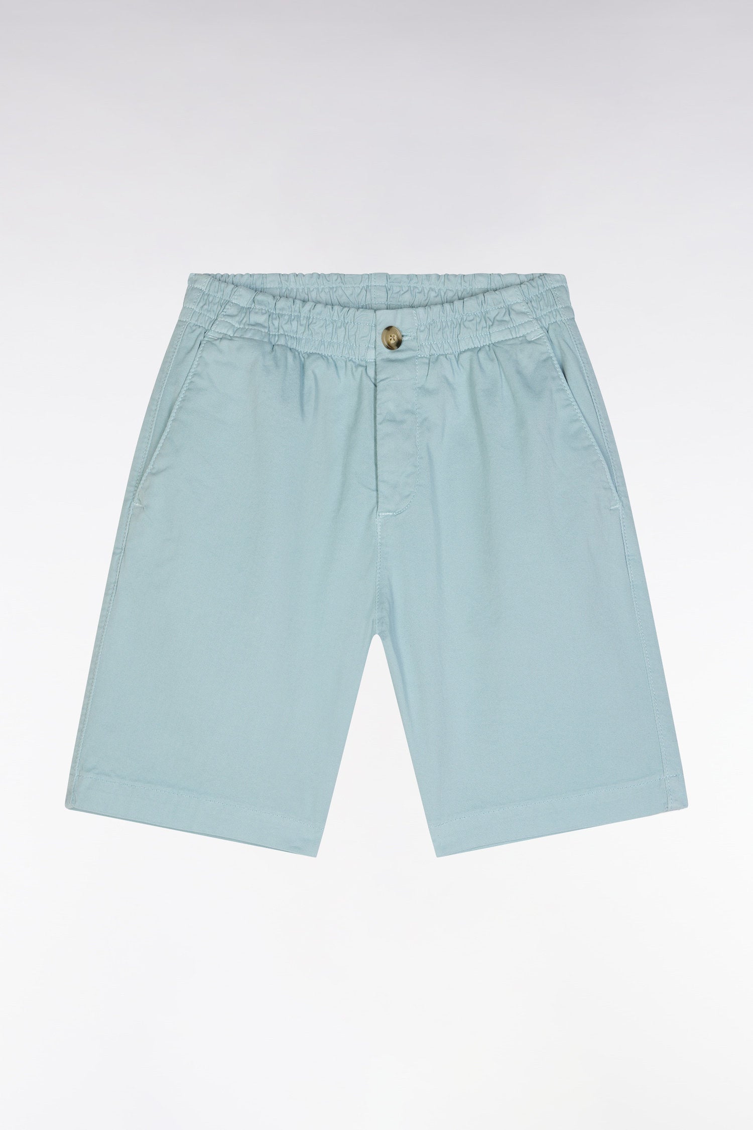 Eden Park_Sea Green Stretch Cotton Bermuda Shorts with an Elasticated Waistband_E25BASBE0007_VEC18_01