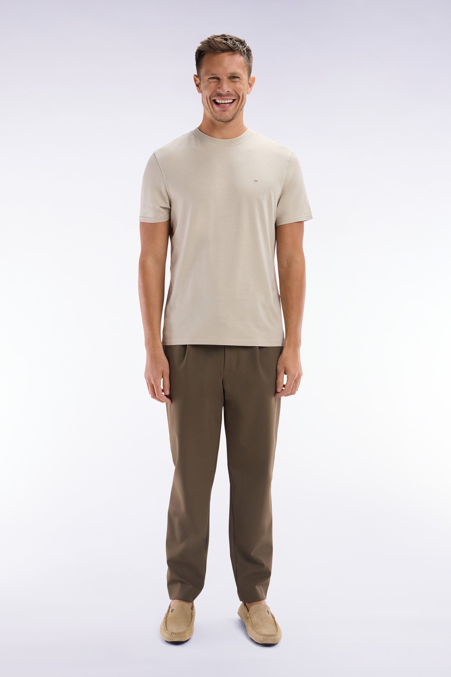 Eden Park_Brown Elastic Waistband Pants_E25BASPA0019_BEM_01
