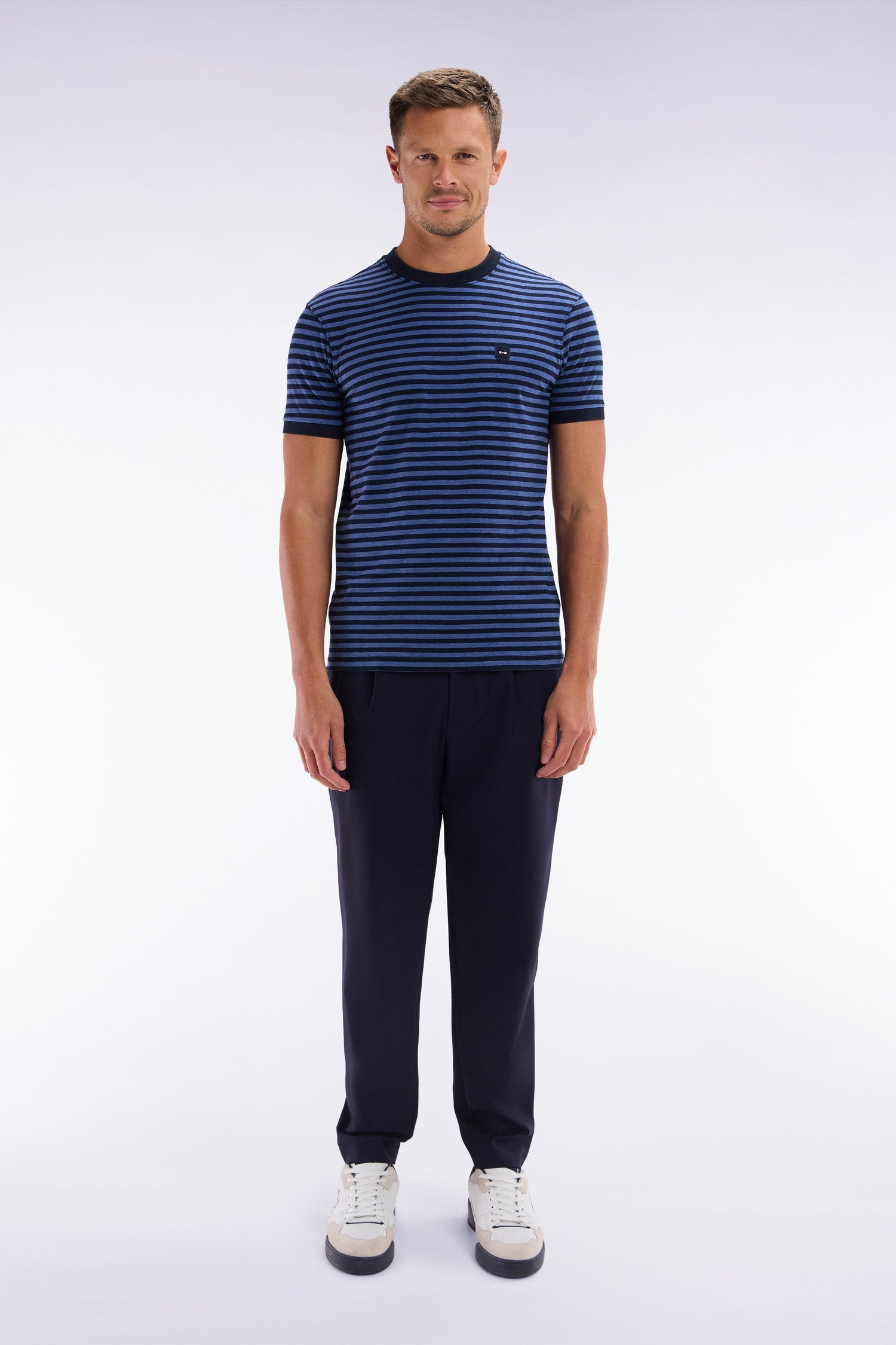 Eden Park_Navy Elastic Waistband Pants_E25BASPA0019_BLF_01