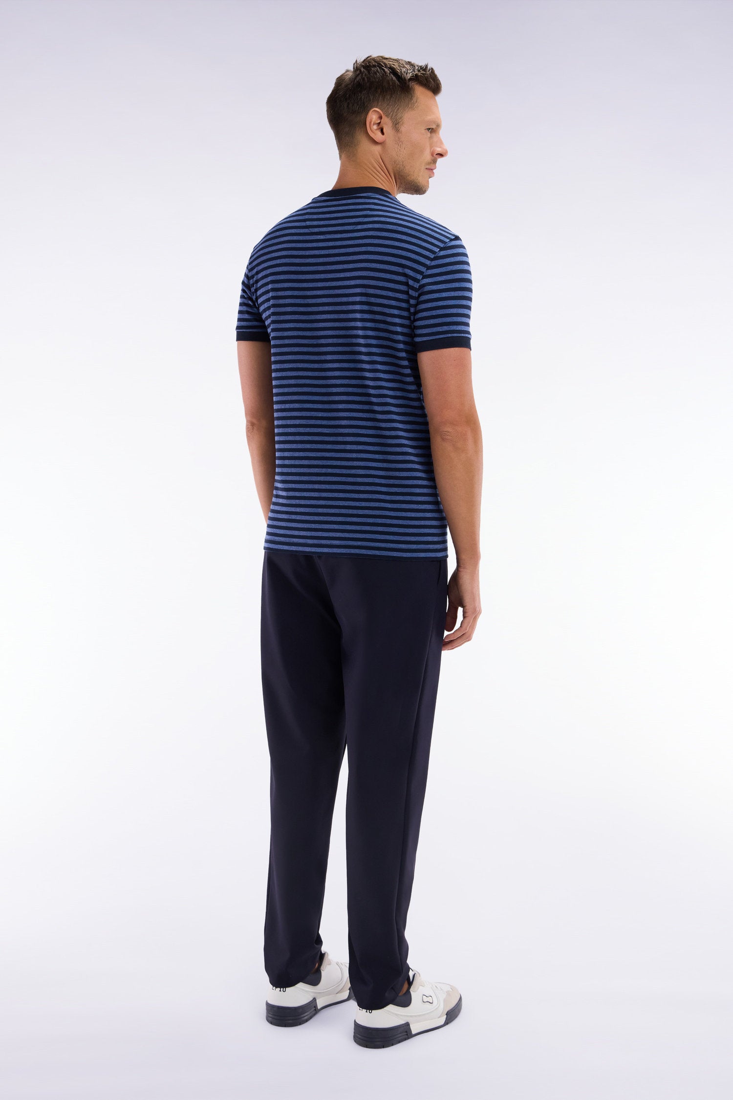 Eden Park_Navy Elastic Waistband Pants_E25BASPA0019_BLF_04