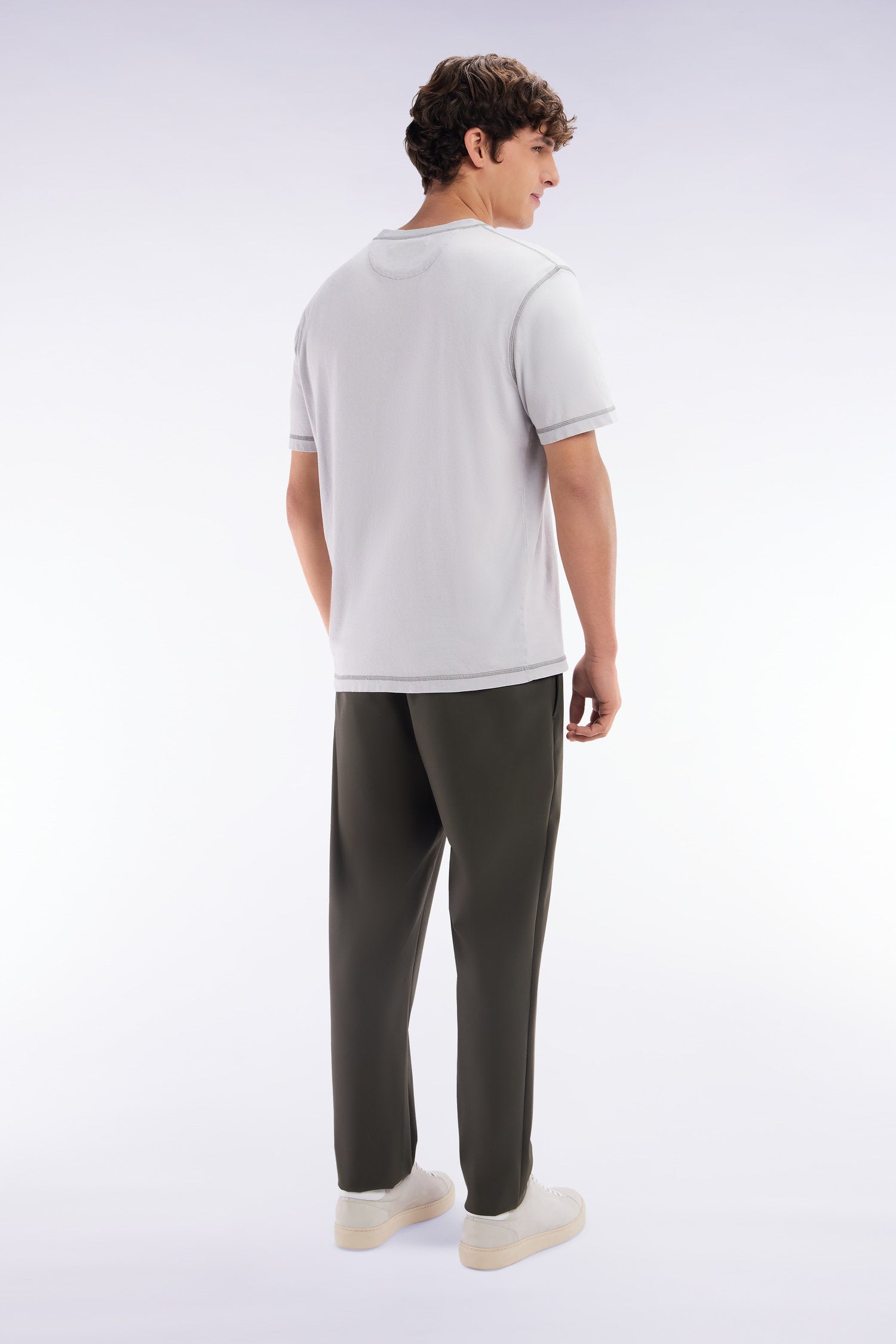Eden Park_Khaki Elastic Waistband Pants_E25BASPA0019_KAF5_04