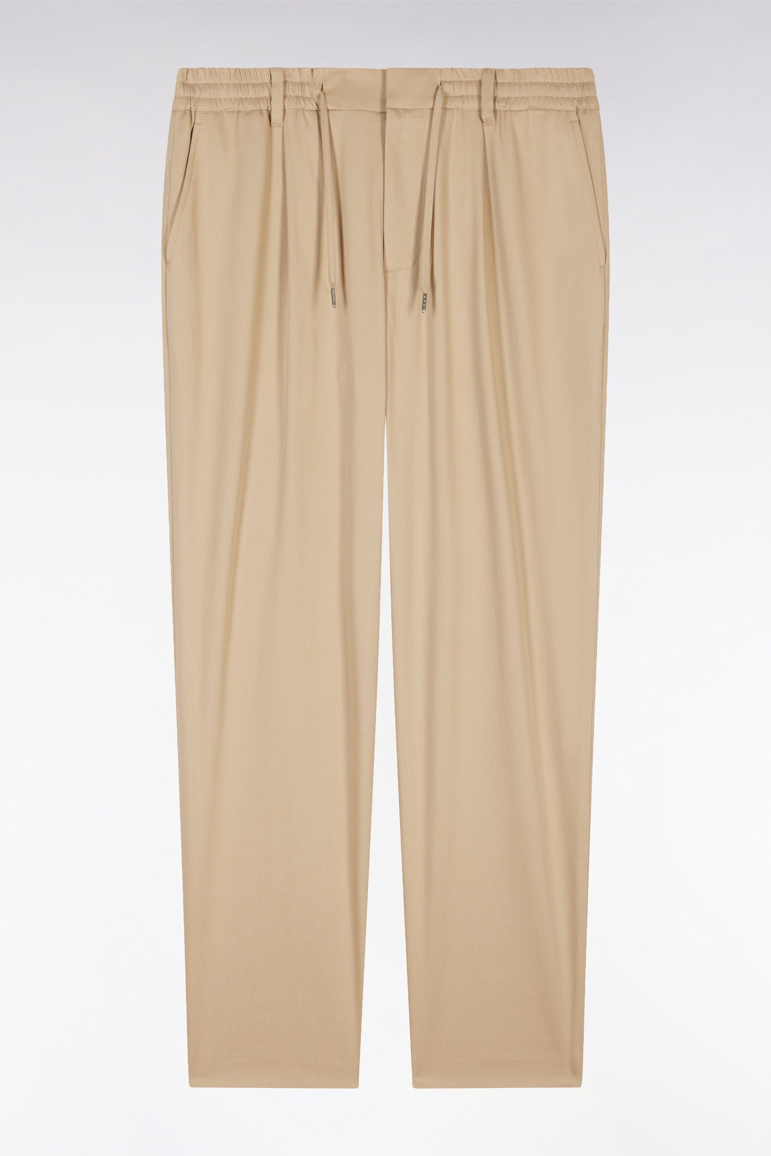 Eden Park_Elastic Trousers in Beige Lyocell and Stretch Cotton_E25BASPA0020_BEM7_02