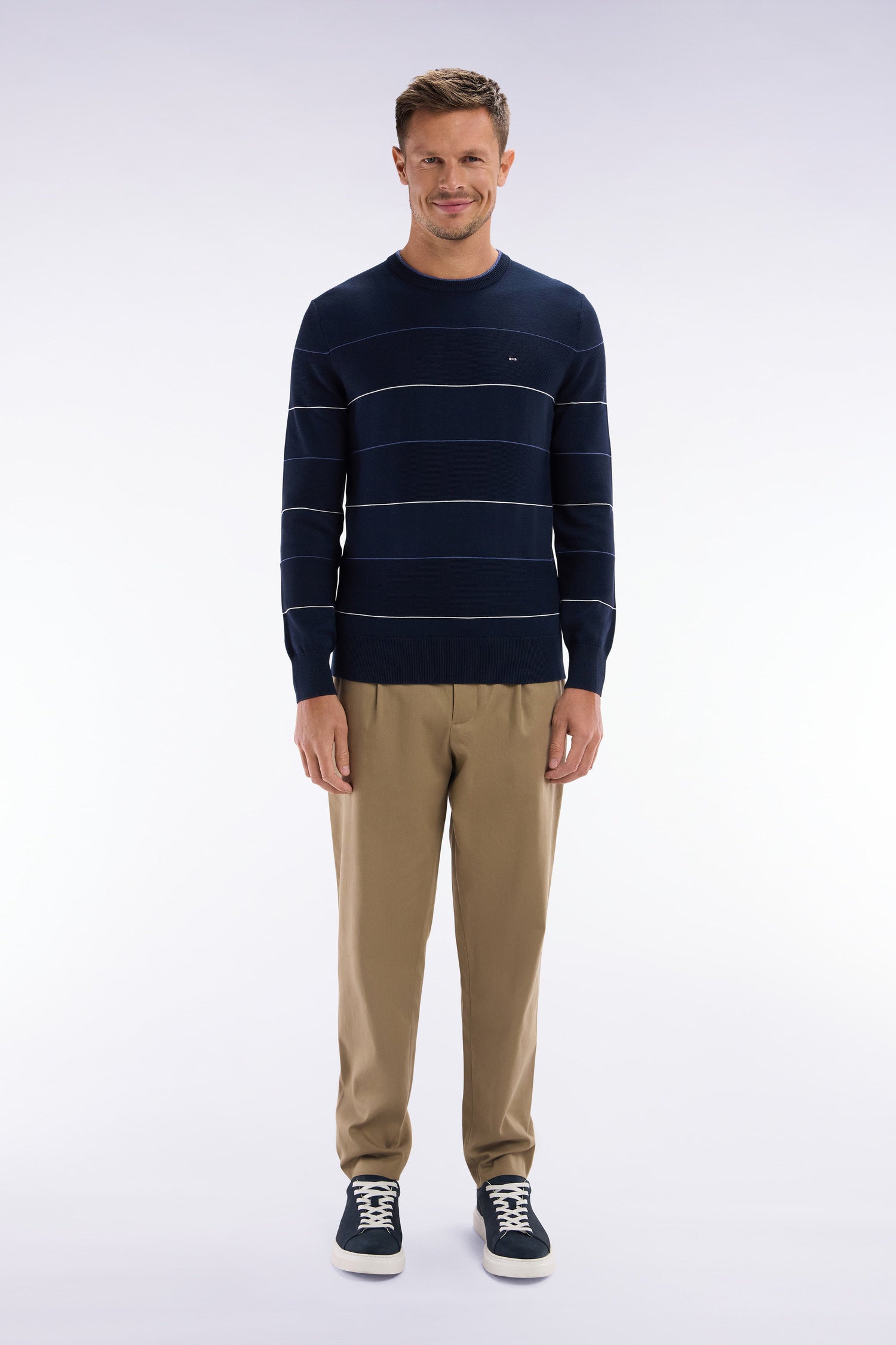 Eden Park_Elastic Trousers in Camel Lyocell and Stretch Cotton_E25BASPA0020_BEM_01