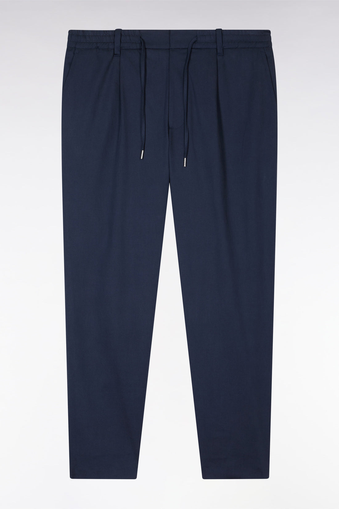Eden Park_Elastic Trousers in Navy Lyocell and Stretch Cotton_E25BASPA0020_BLF_02