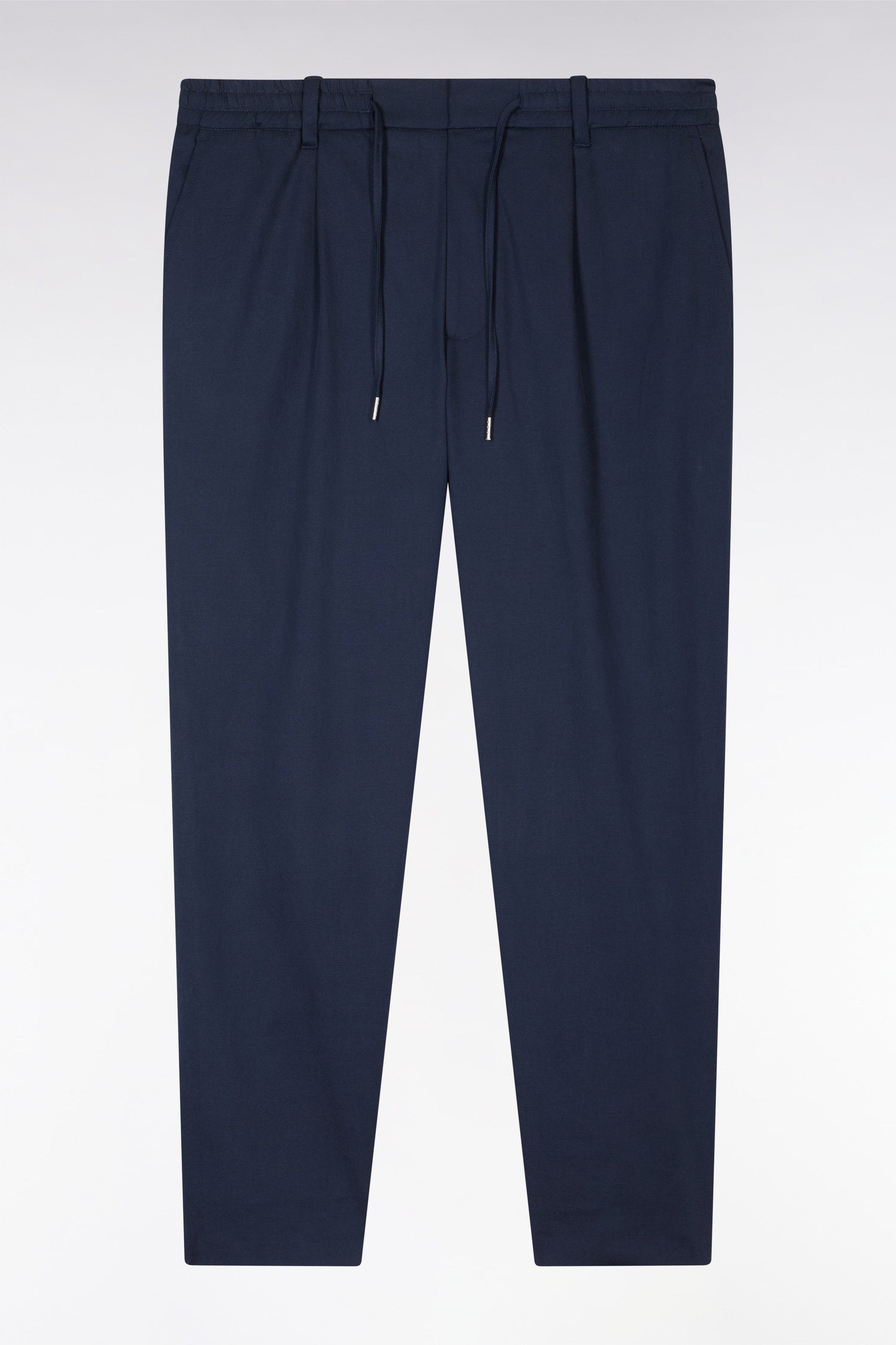 Eden Park_Elastic Trousers in Navy Lyocell and Stretch Cotton_E25BASPA0020_BLF_02