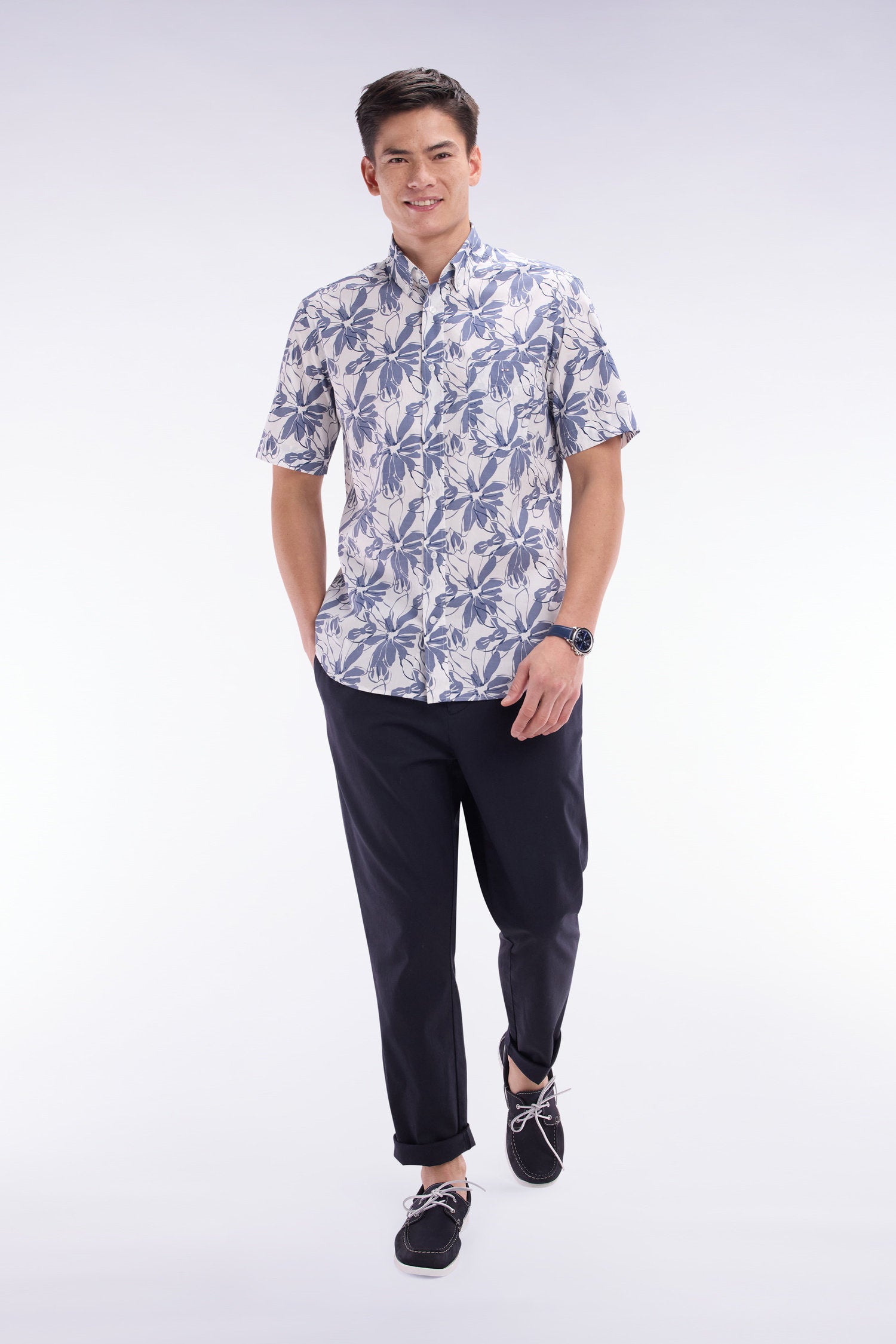 Eden Park_Elastic Chinos in Navy Stretch Cotton - Lyocell Blend_E25BASPA0024_BLF_03