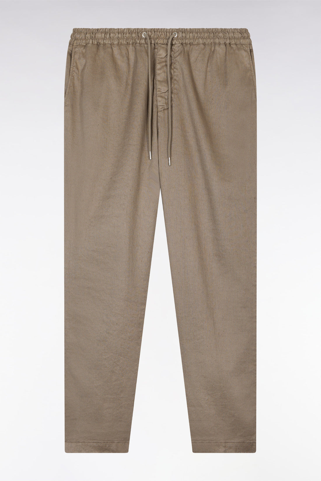 Eden Park_Flowing Elastic Trousers in Brown Stretch Linen - Cotton Blend_E25BASPA0026_BEM_02