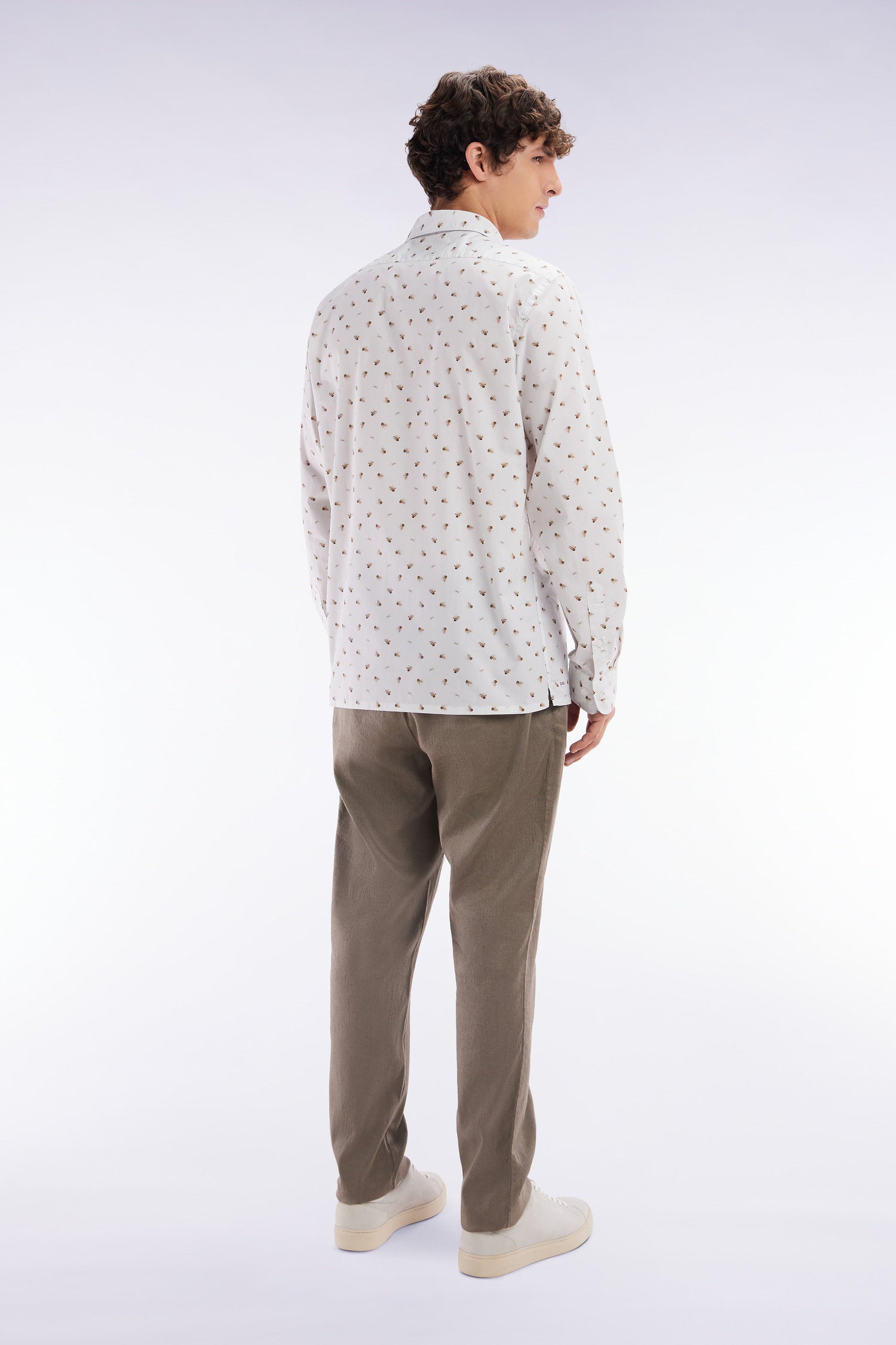 Eden Park_Flowing Elastic Trousers in Brown Stretch Linen - Cotton Blend_E25BASPA0026_BEM_04