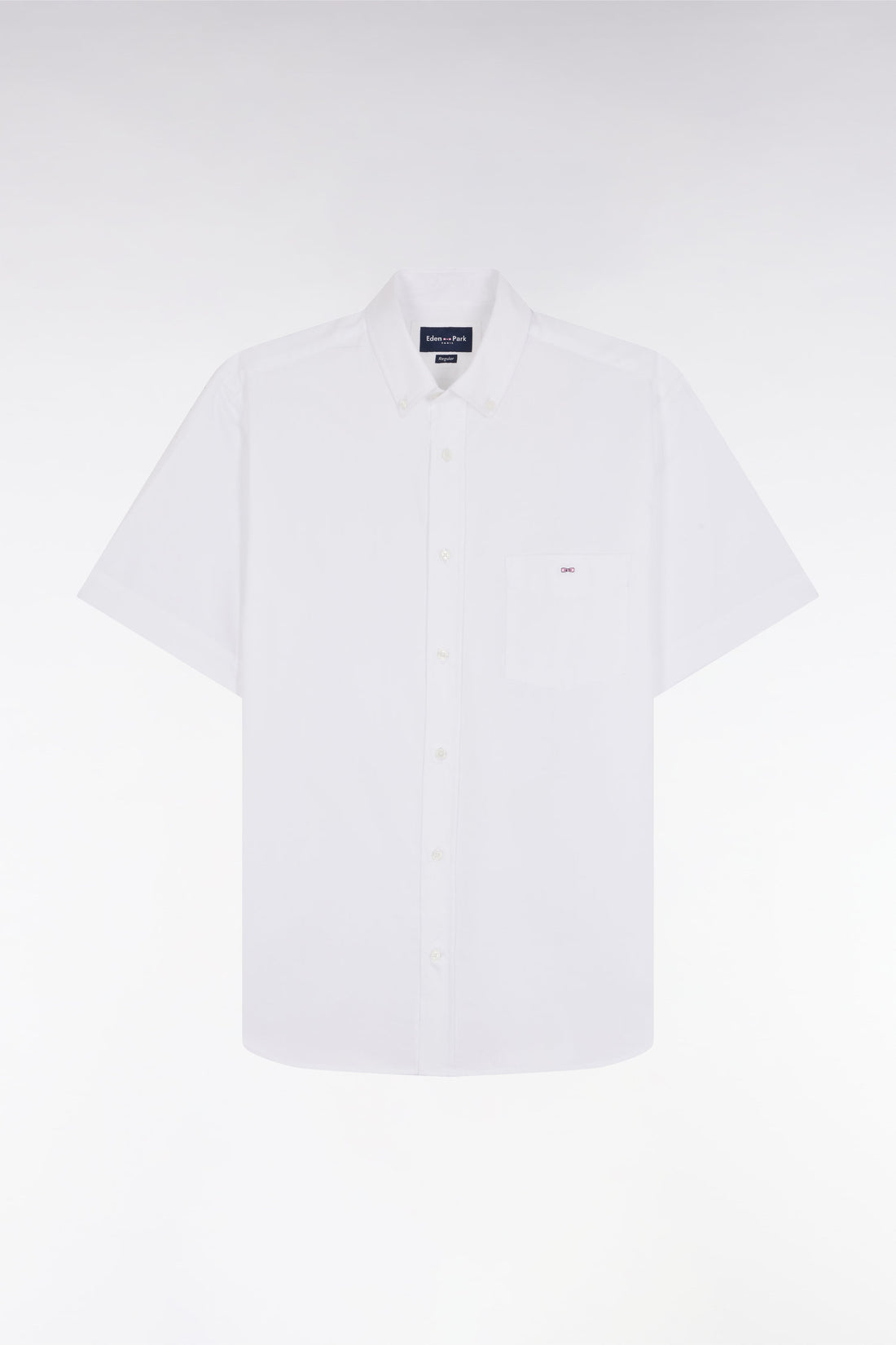 Eden Park_Straight White Cotton Short-Sleeved Shirt_E25CHECC0001_BC_02