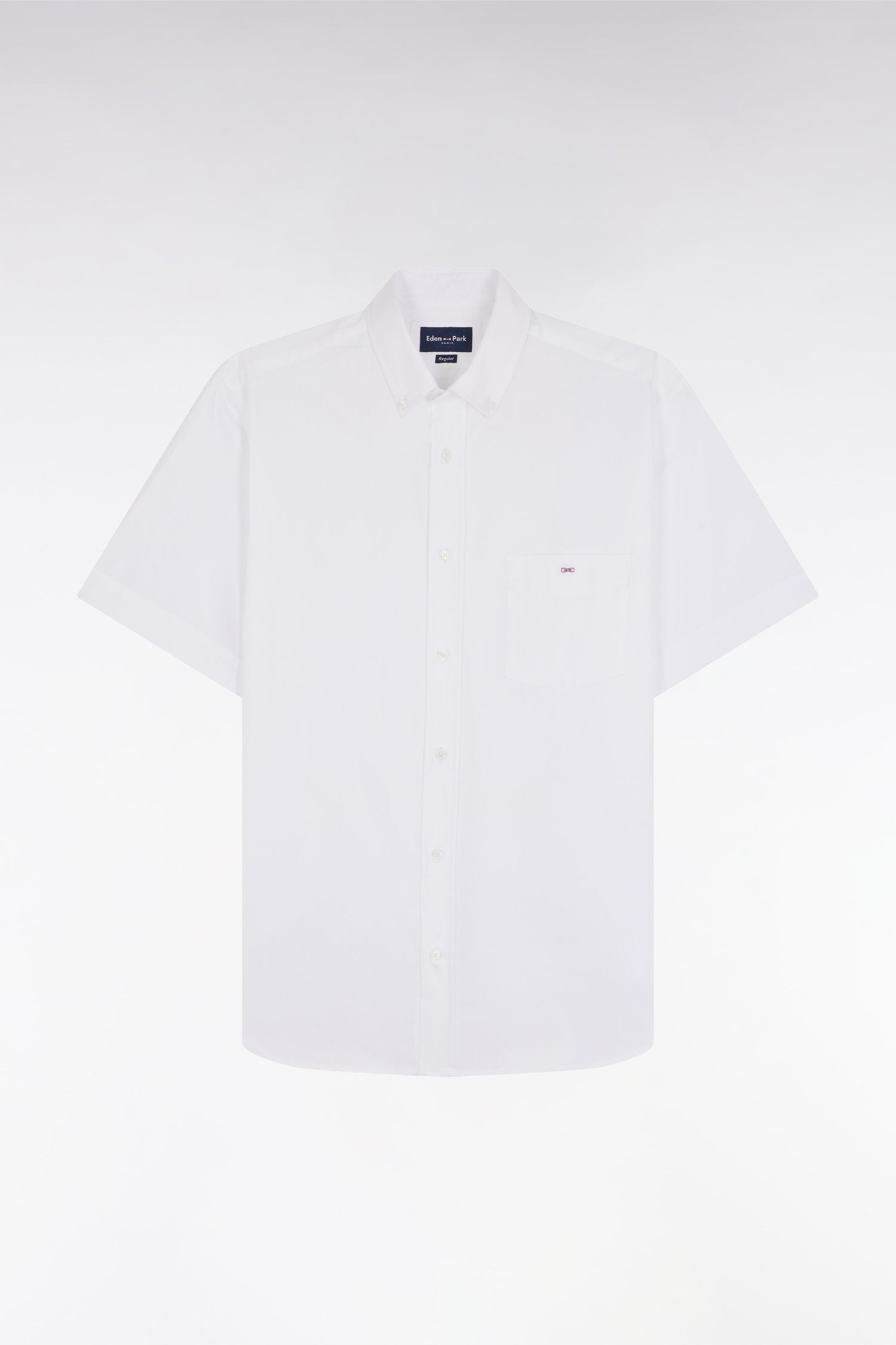 Eden Park_Straight White Cotton Short-Sleeved Shirt_E25CHECC0001_BC_02
