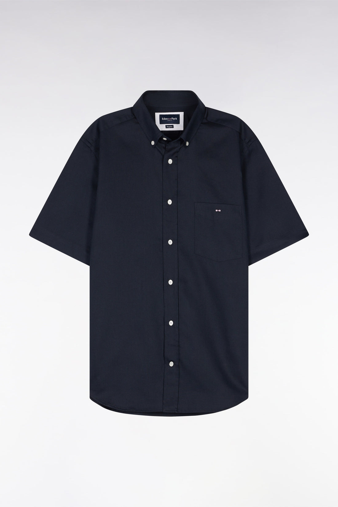 Eden Park_Straight Navy Cotton Short-Sleeved Shirt_E25CHECC0001_BLF_02