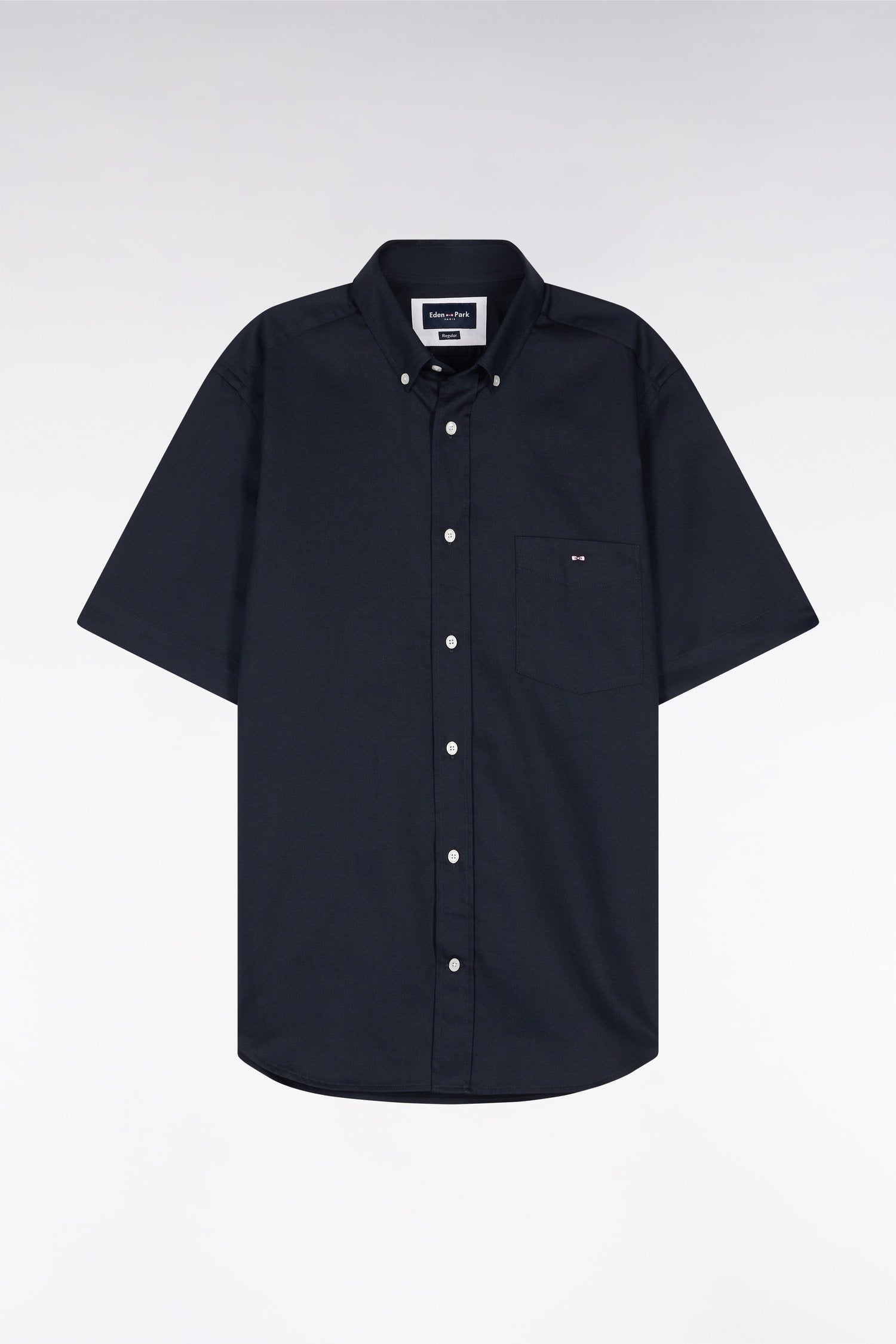 Eden Park_Straight Navy Cotton Short-Sleeved Shirt_E25CHECC0001_BLF_02