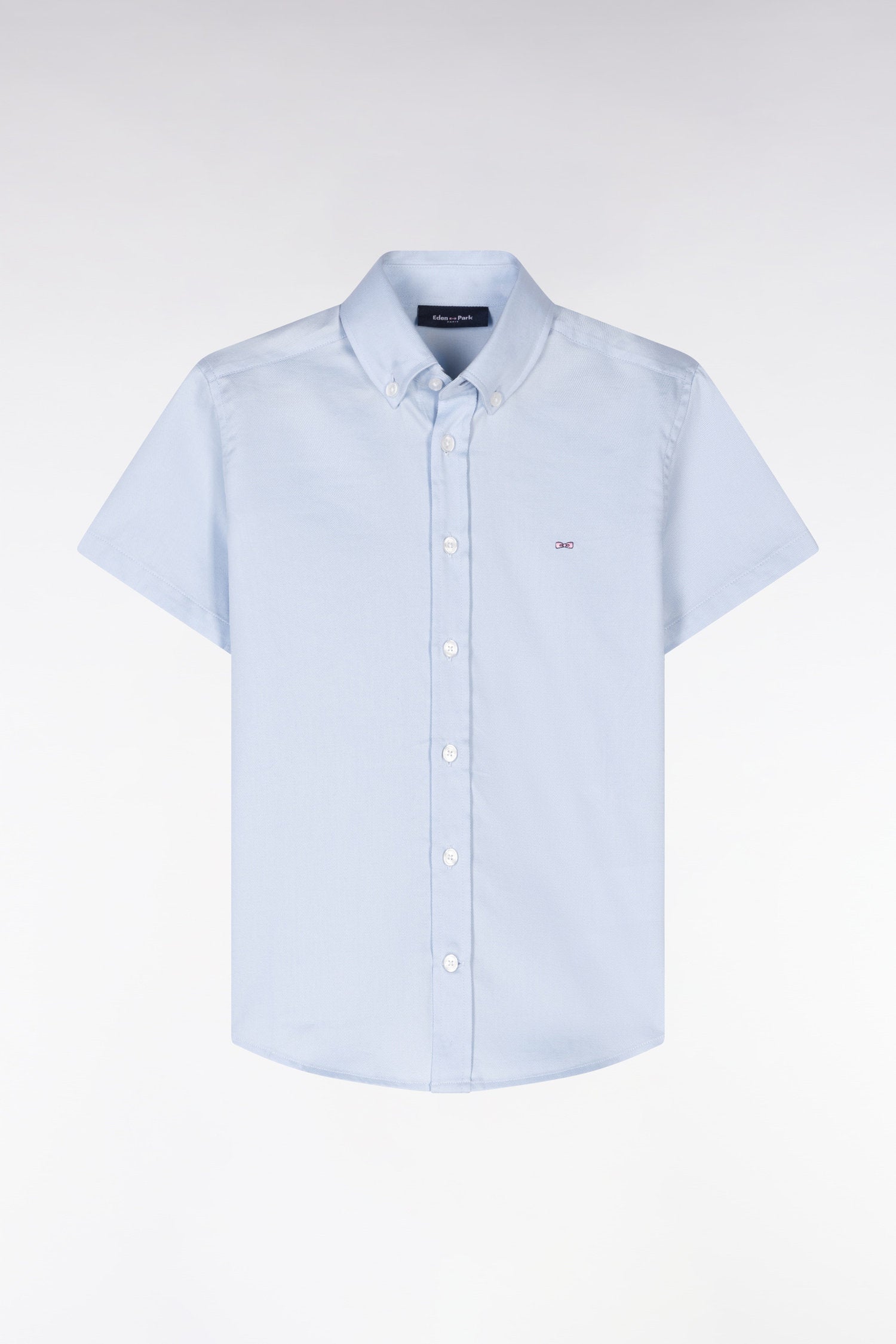 Eden Park_Straight Short-Sleeved Sky Blue Cotton Shirt_E25CHECC0037_BLC25_01