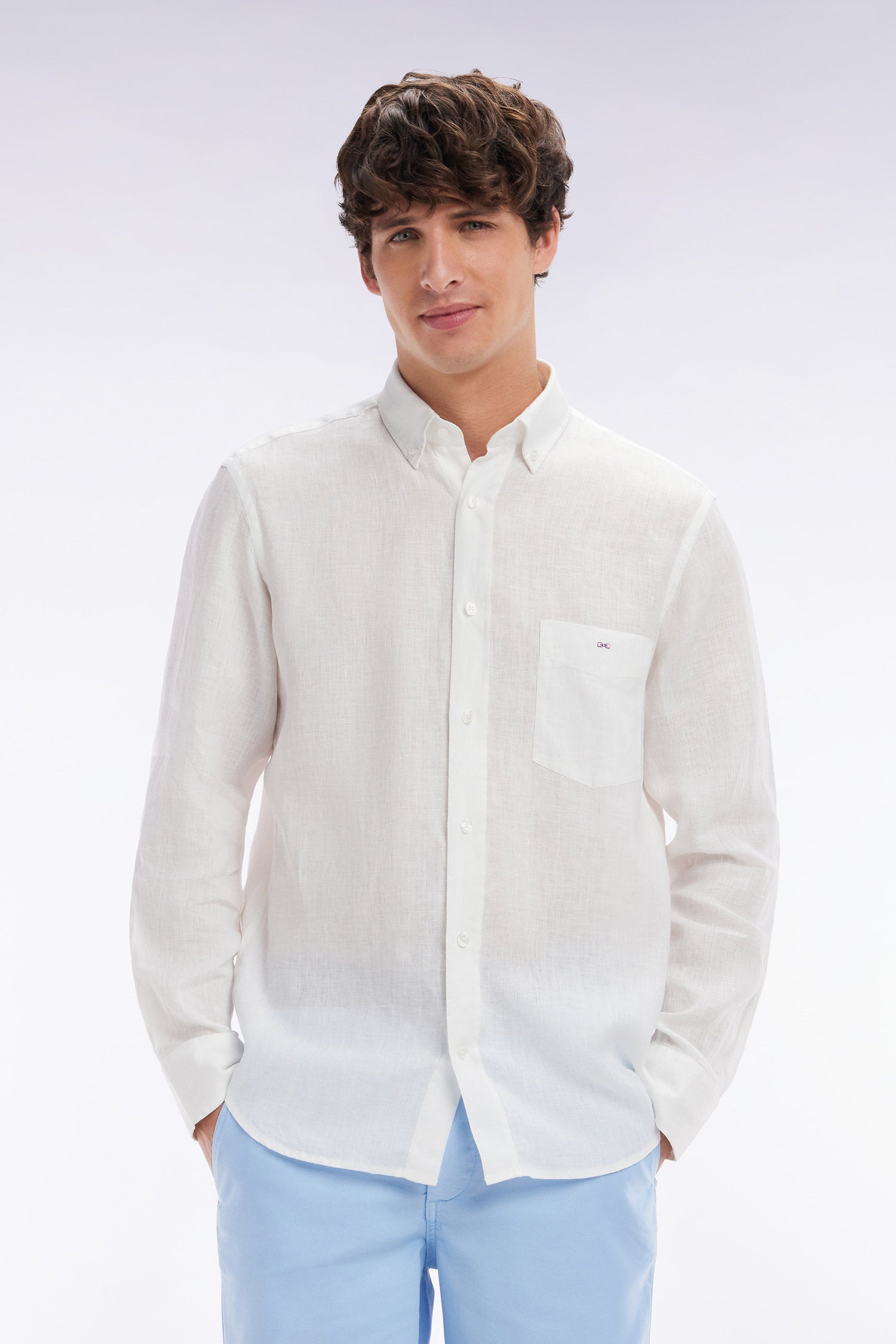 Eden Park_Straight-Fit White Linen Shirt_E25CHECL0005_BC_03