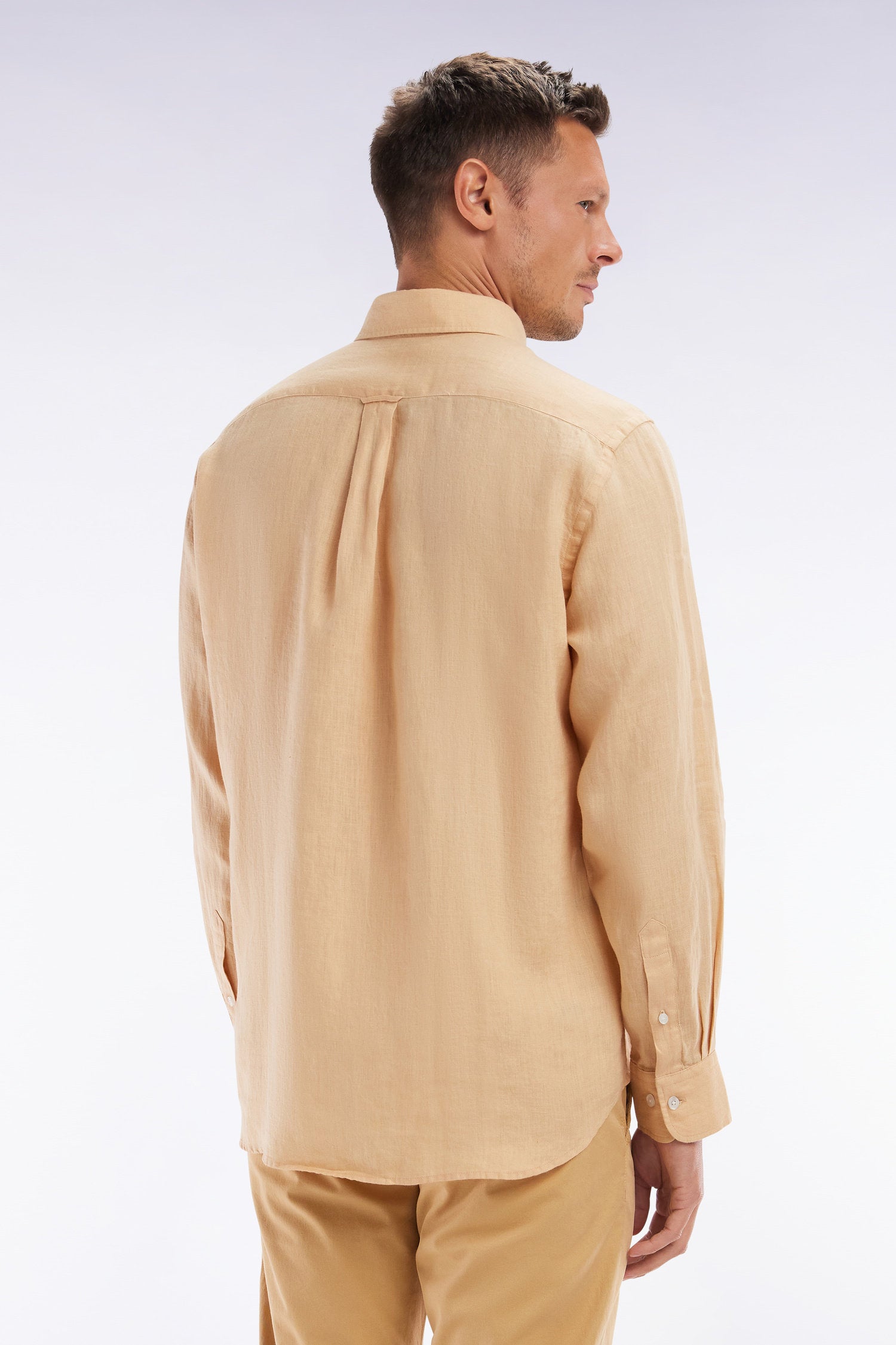 Eden Park_Straight-Fit Camel Linen Shirt_E25CHECL0005_BEM22_04