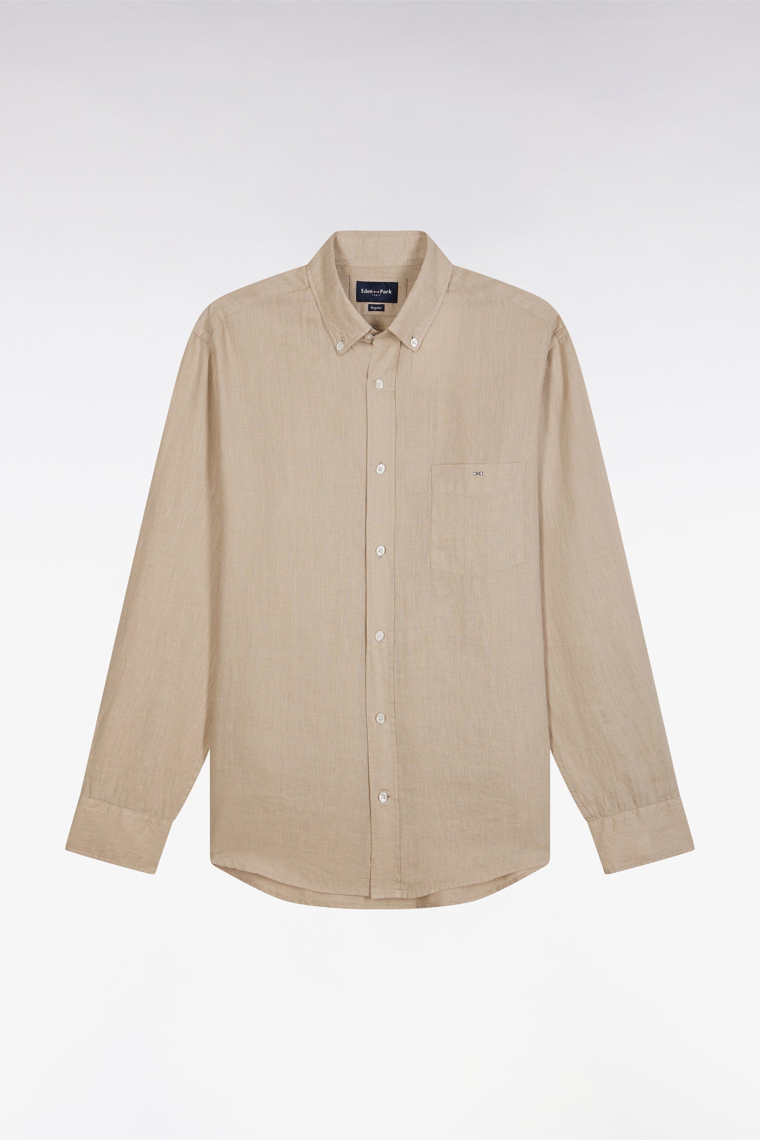 Eden Park_Straight-Fit Beige Linen Shirt_E25CHECL0005_BEM7_02