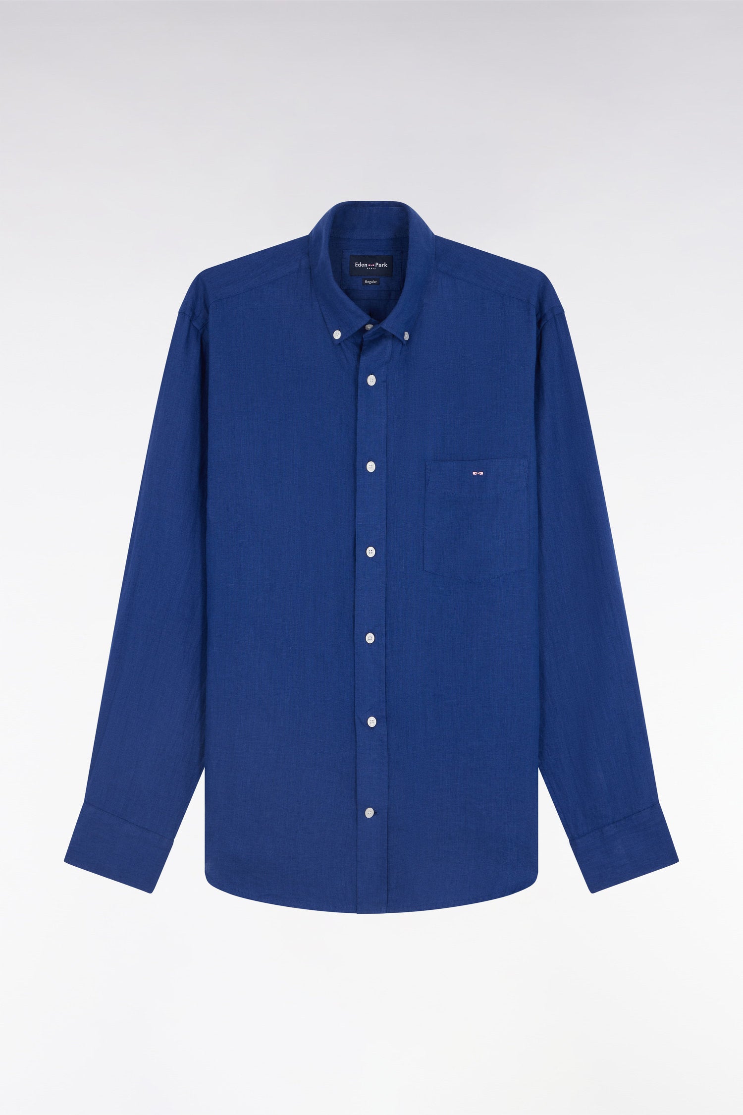 Eden Park_Straight-Fit Dark Blue Linen Shirt_E25CHECL0005_BLF20_02