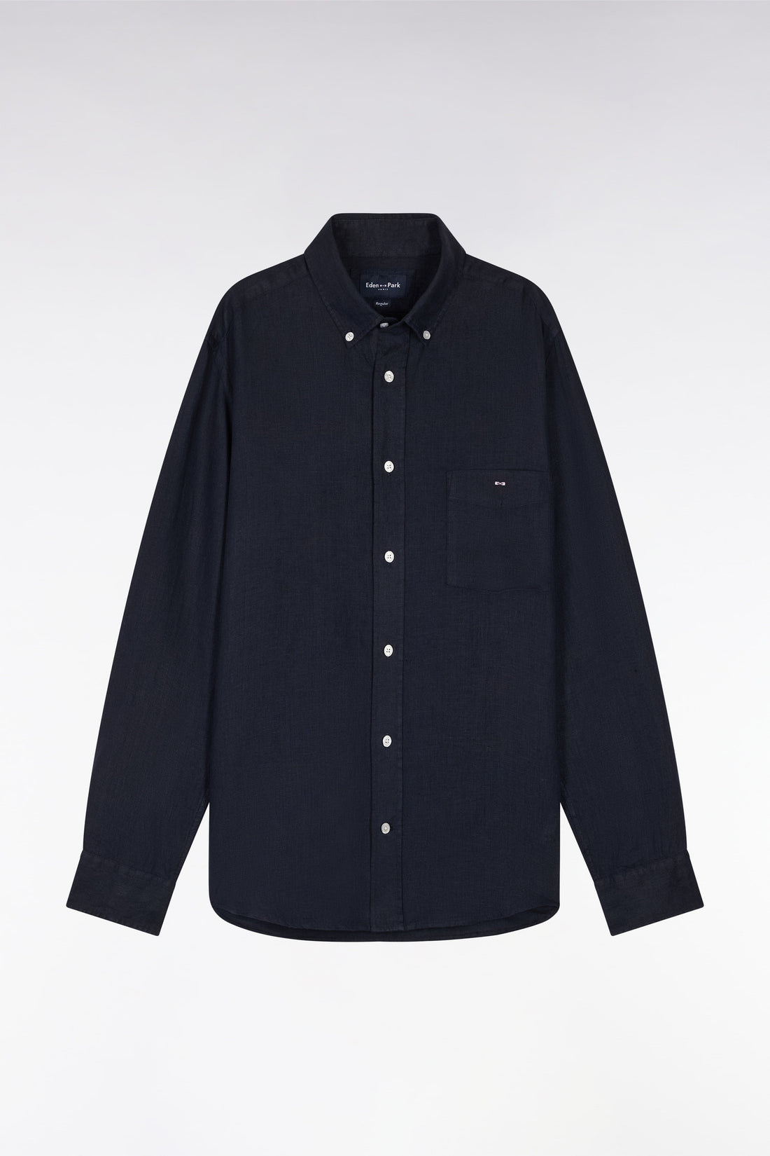 Eden Park_Straight-Fit Navy Linen Shirt_E25CHECL0005_BLF_02