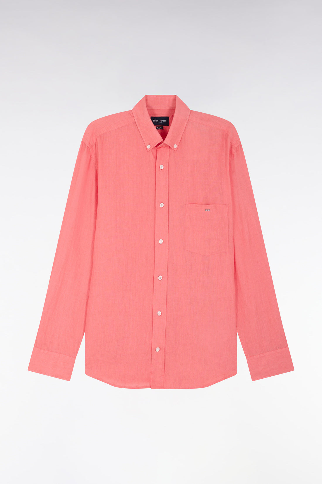 Eden Park_Straight-Fit Salmon Linen Shirt_E25CHECL0005_ROF3_02