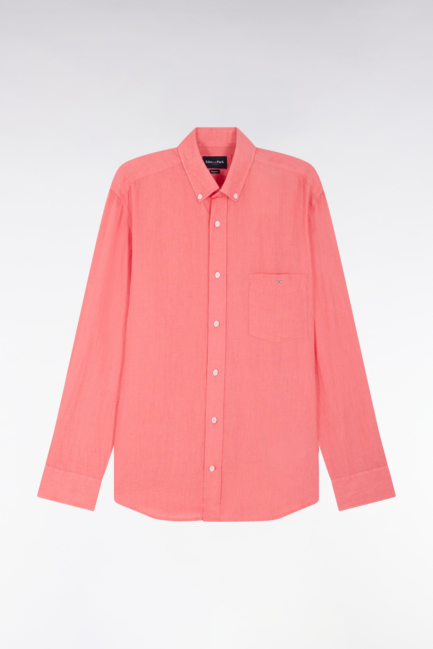 Eden Park_Straight-Fit Salmon Linen Shirt_E25CHECL0005_ROF3_02