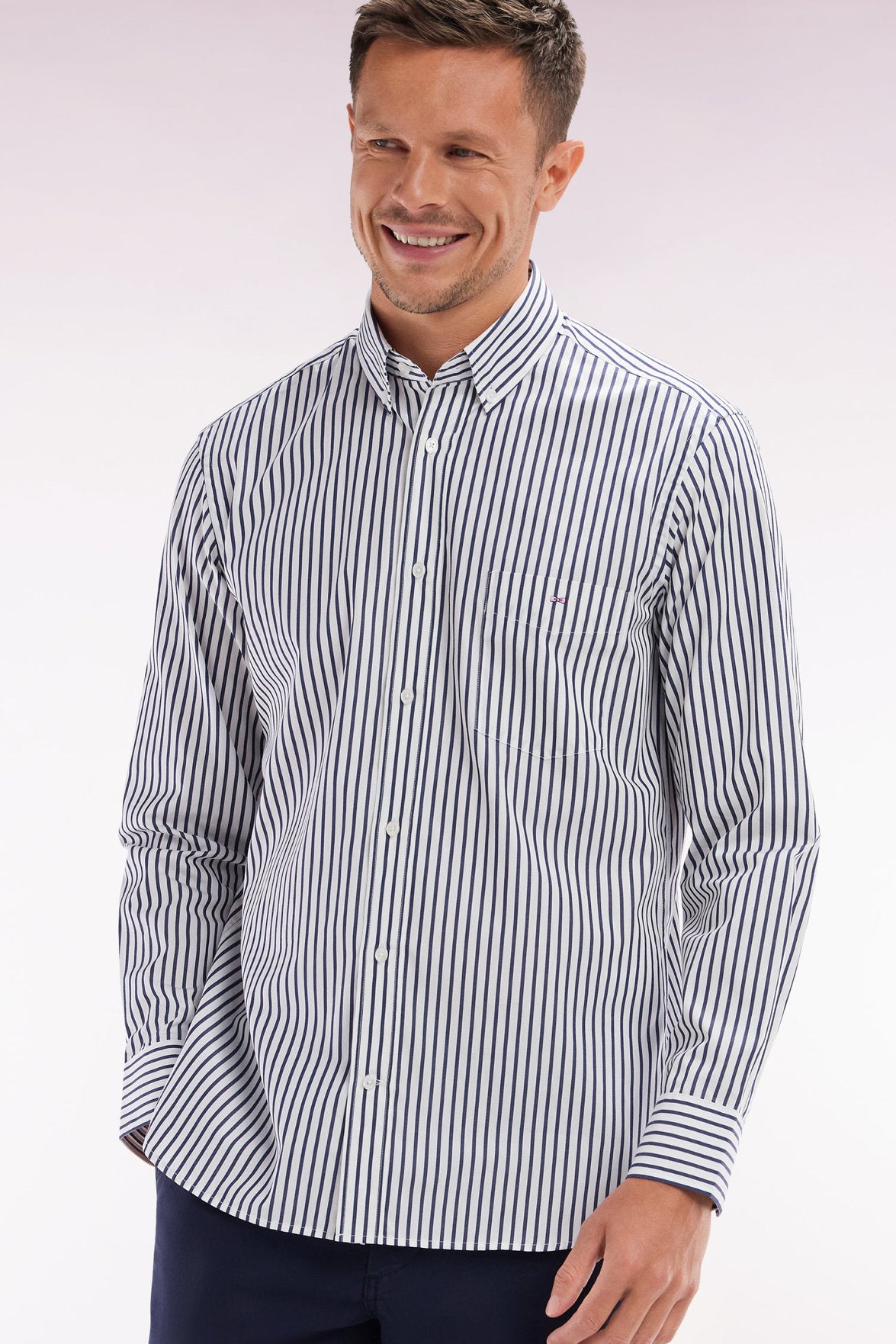 Eden Park_Straight-Fit Blue Cotton Shirt_E25CHECL0007_BLF20_03