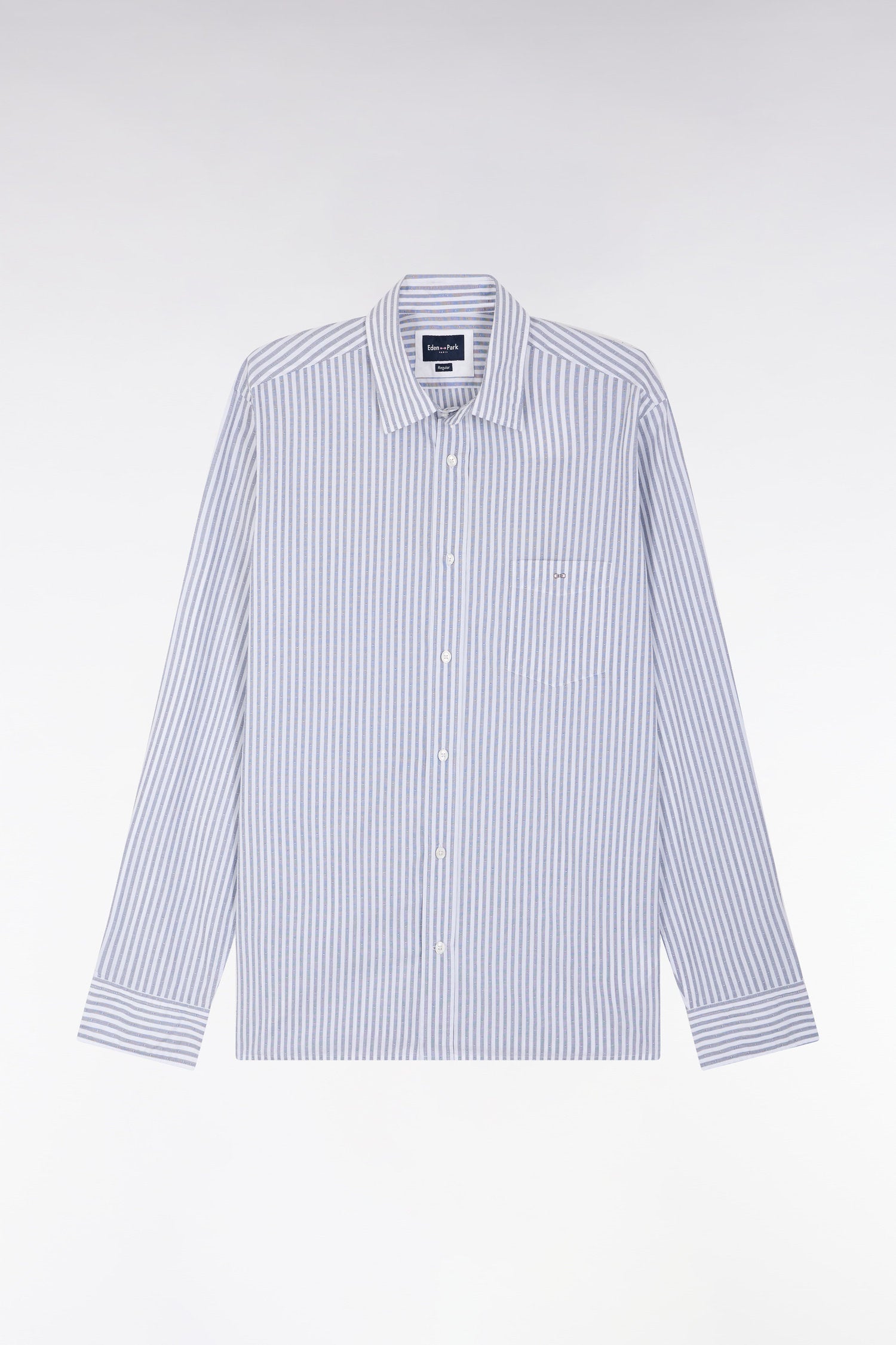 Eden Park_Straight-Fit Dark Blue Striped Cotton Shirt_E25CHECL0010_BLF20_04