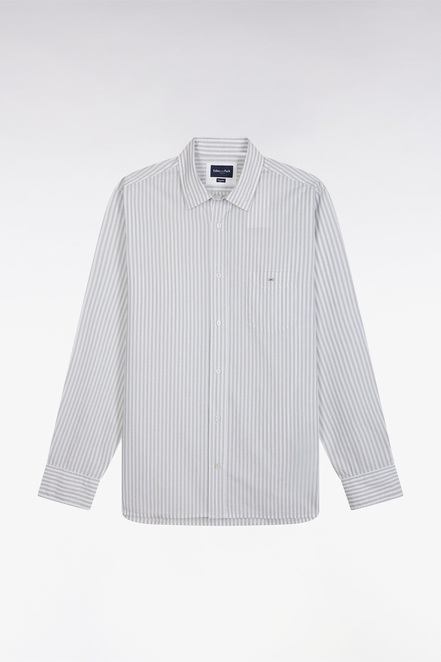 Eden Park_Straight-Fit Grey Striped Cotton Shirt_E25CHECL0010_GRM26_04