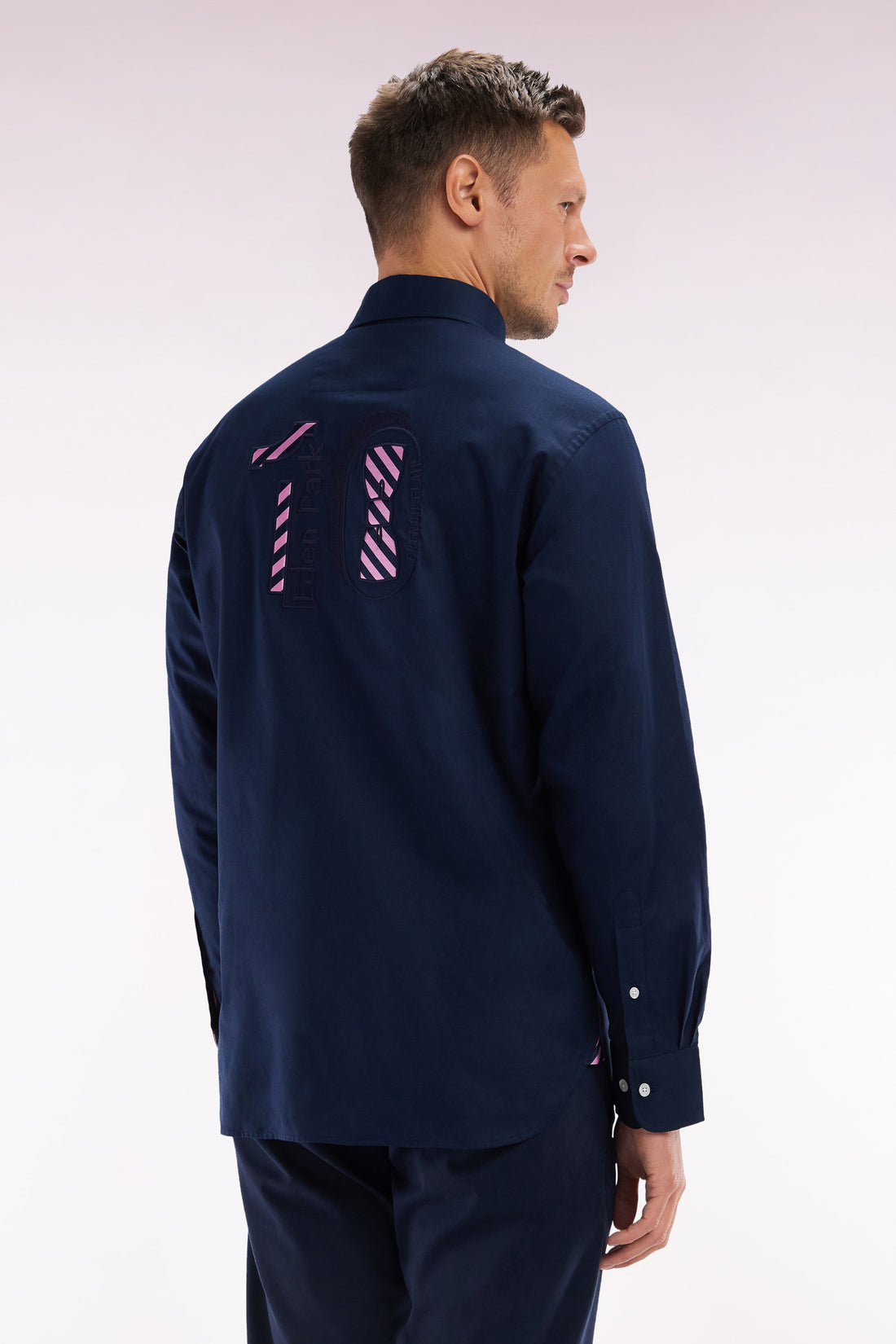 Eden Park_Straight-Fit Navy Pinpoint Cotton Shirt with 10 Embroidery_E25CHECL0026_BLF_02