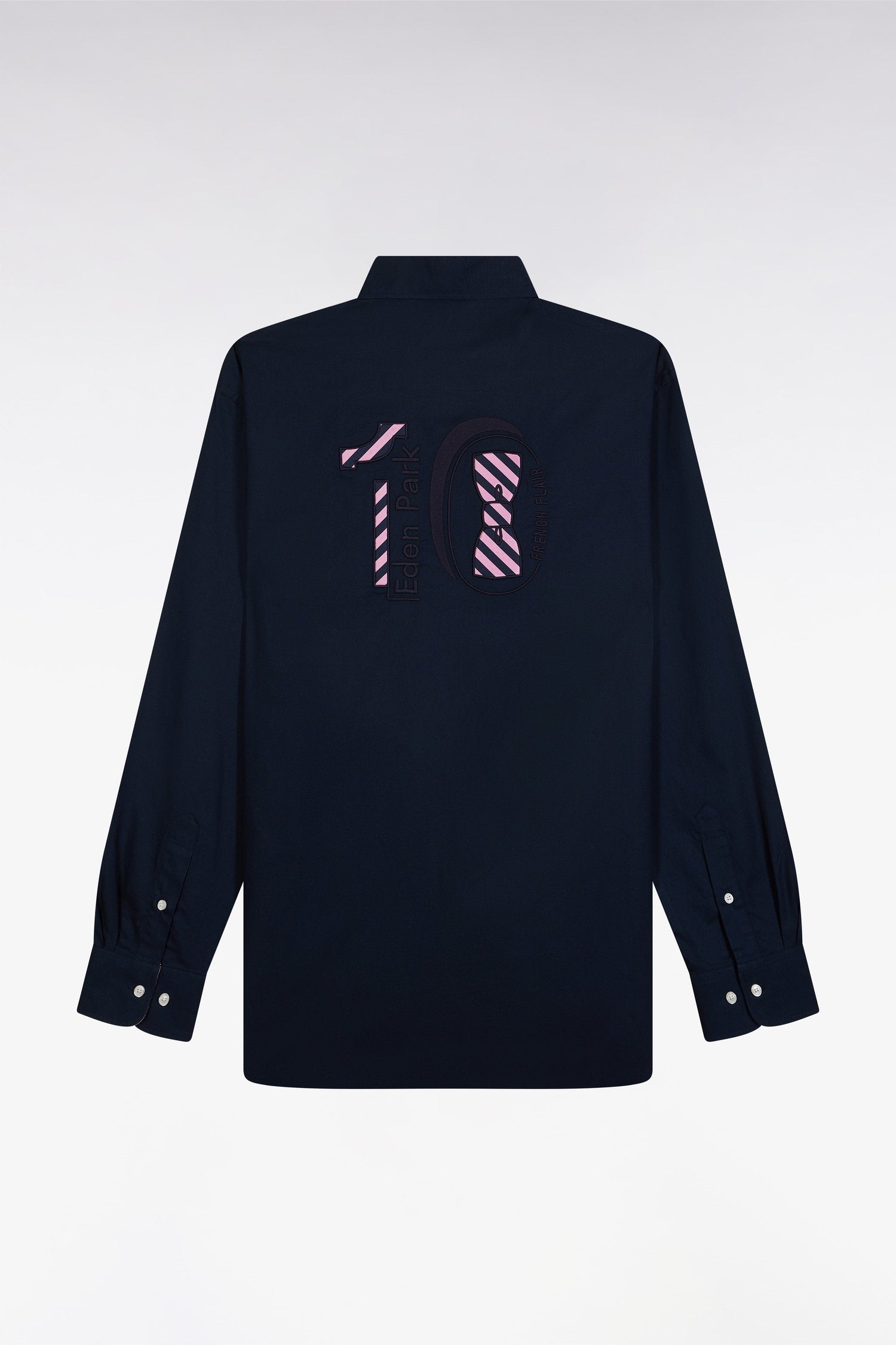 Eden Park_Straight-Fit Navy Pinpoint Cotton Shirt with 10 Embroidery_E25CHECL0026_BLF_04