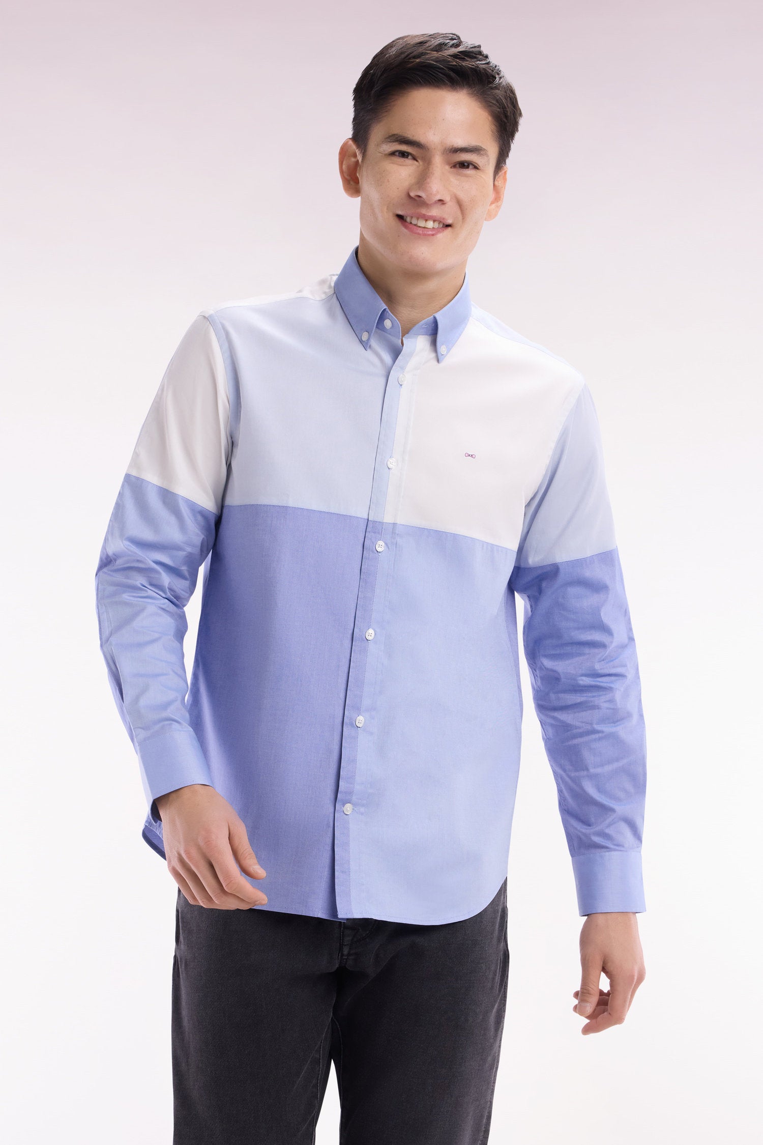 Eden Park_Straight-Fit Dark Blue Cotton Twill Shirt_E25CHECL0027_BLF20_03