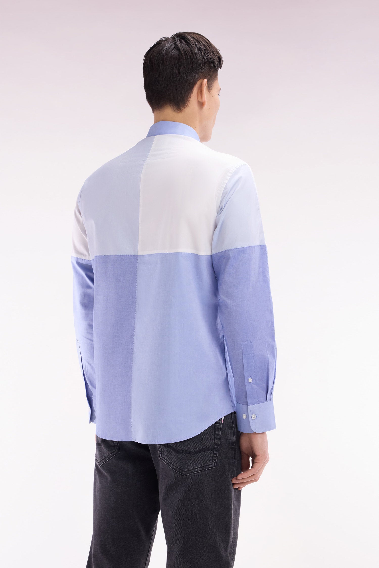 Eden Park_Straight-Fit Dark Blue Cotton Twill Shirt_E25CHECL0027_BLF20_04