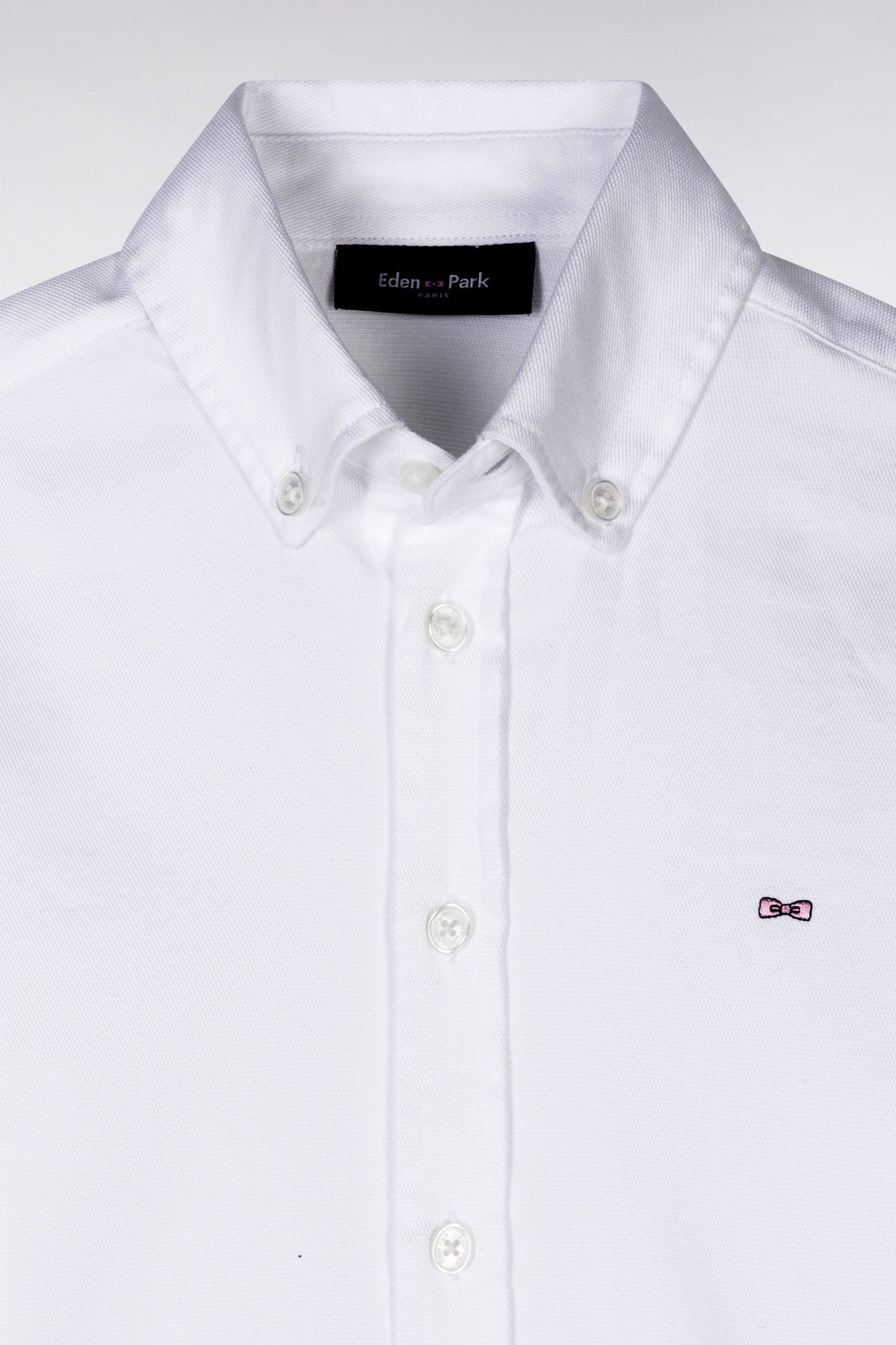 Eden Park_Straight-Fit White Cotton Poplin Shirt_E25CHECL0033_BC_02