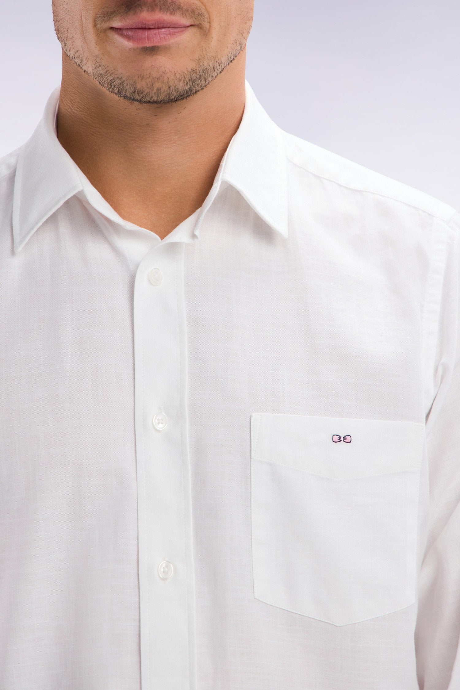 Eden Park_White Cotton Shirt with Patch Pocket_E25CHECL0034_BC_03