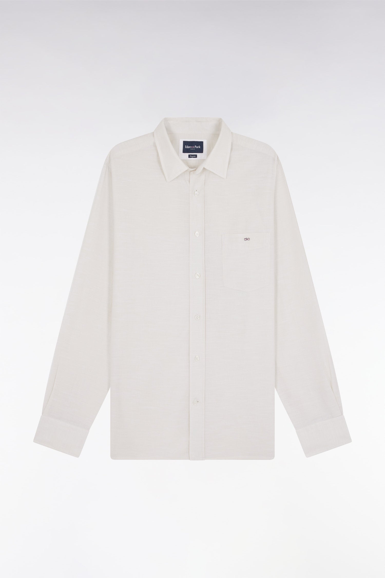 Eden Park_Beige Cotton Shirt with Patch Pocket_E25CHECL0034_BEC15_04