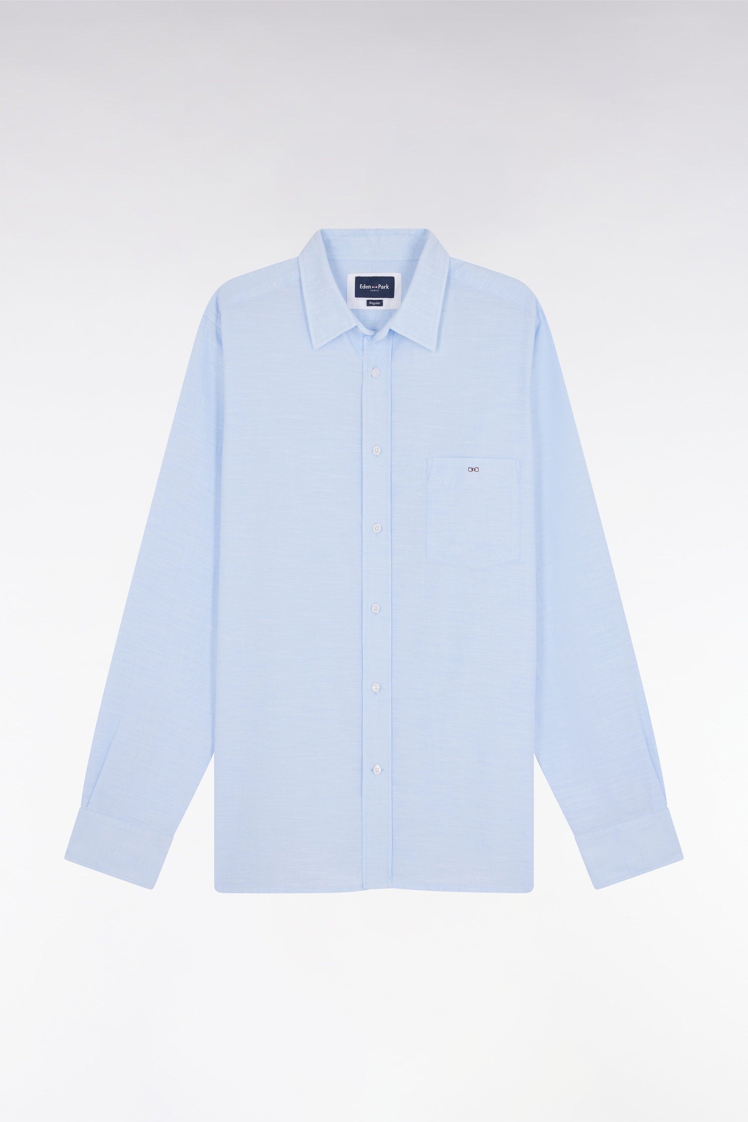 Eden Park_Sky Blue Cotton Shirt with Patch Pocket_E25CHECL0034_BLC26_04