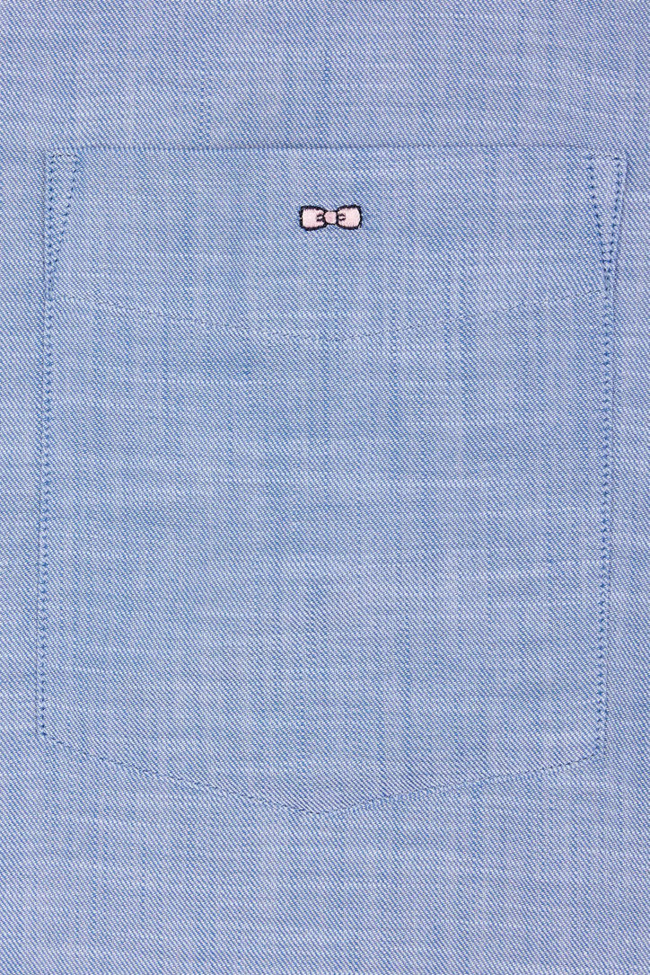 Eden Park_Grey Cotton Shirt with Patch Pocket_E25CHECL0034_GRM12_05