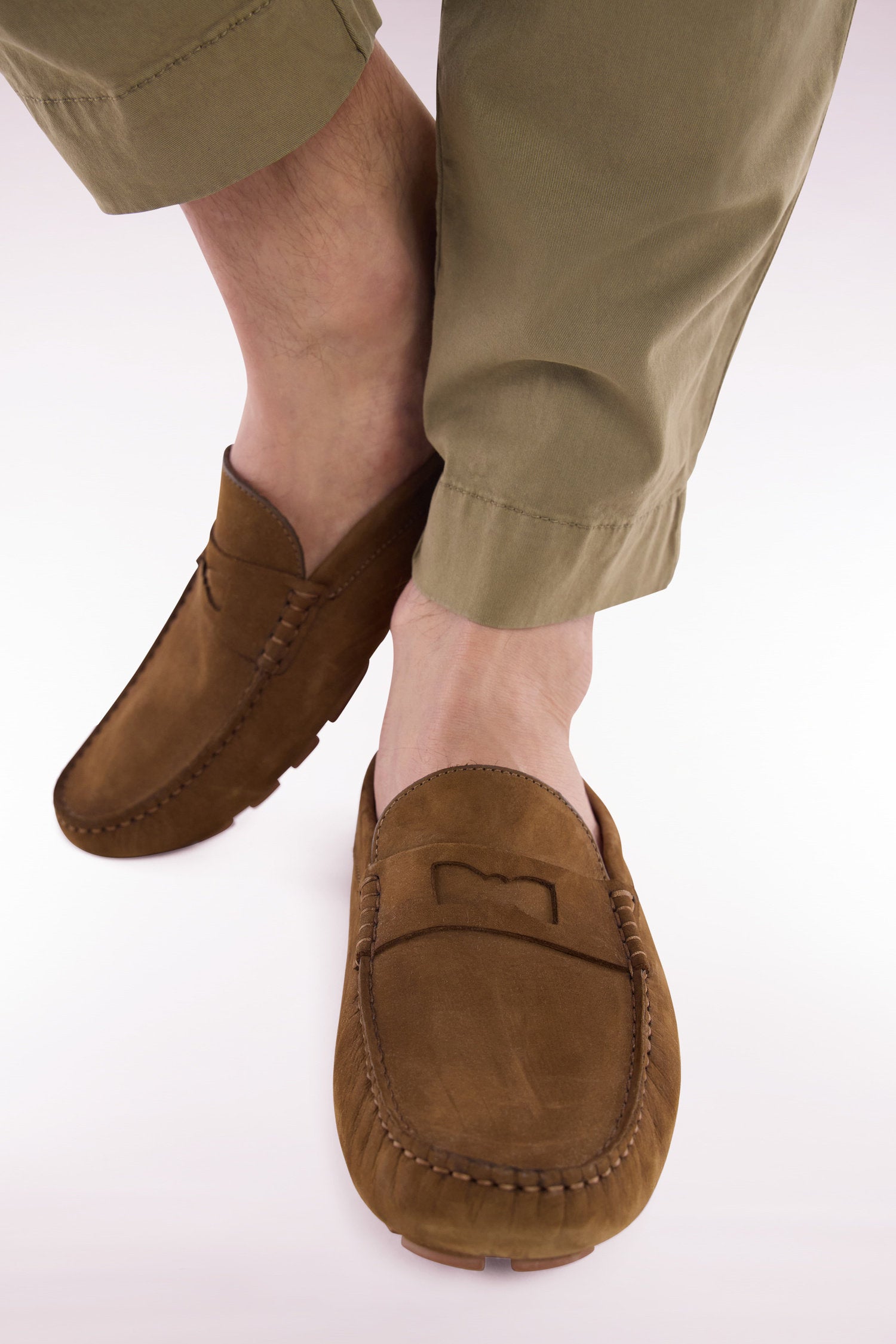 Eden Park_Khaki Suede Slipper Loafers_E25CHSMO0005_KAM9_01