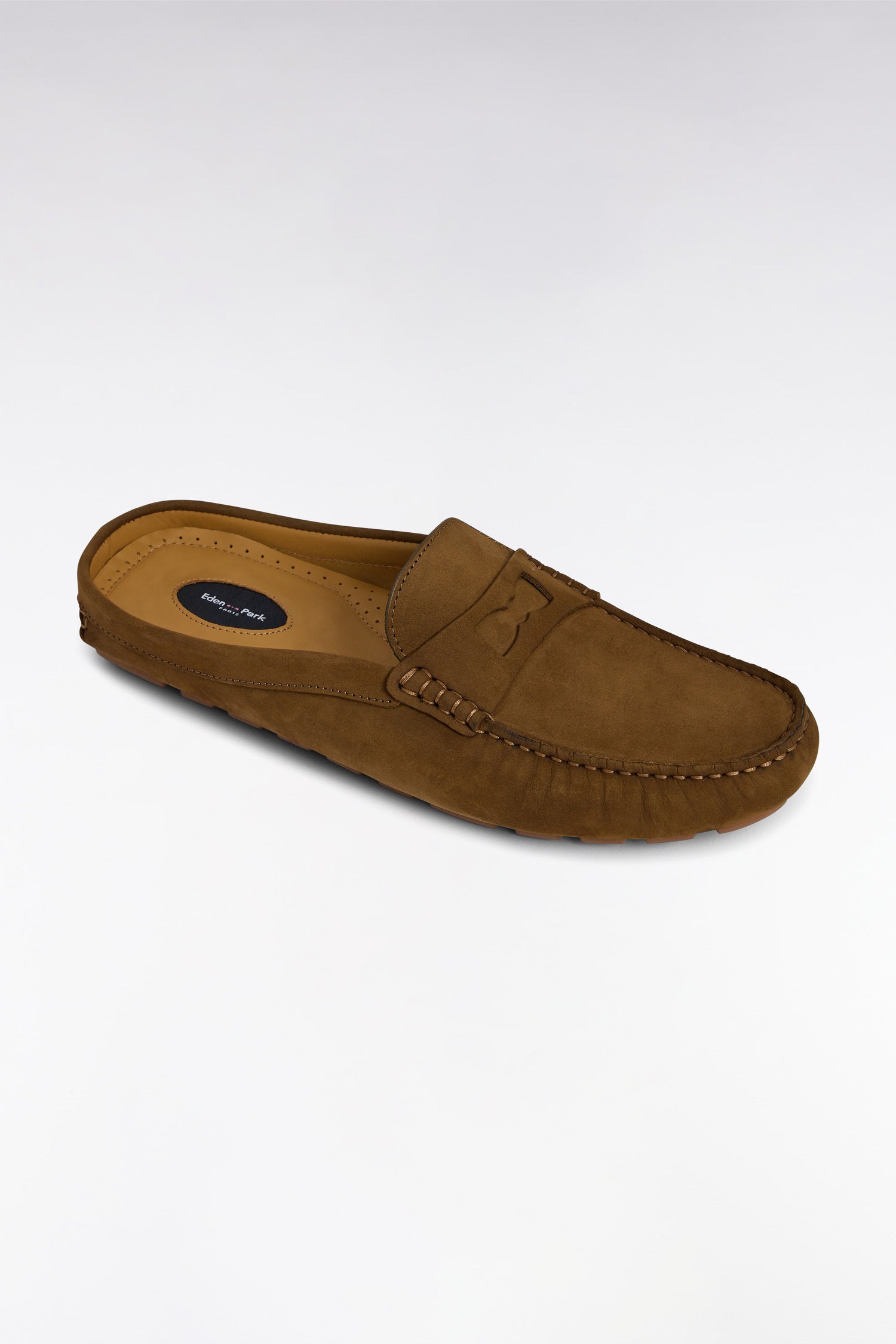 Eden Park_Khaki Suede Slipper Loafers_E25CHSMO0005_KAM9_04