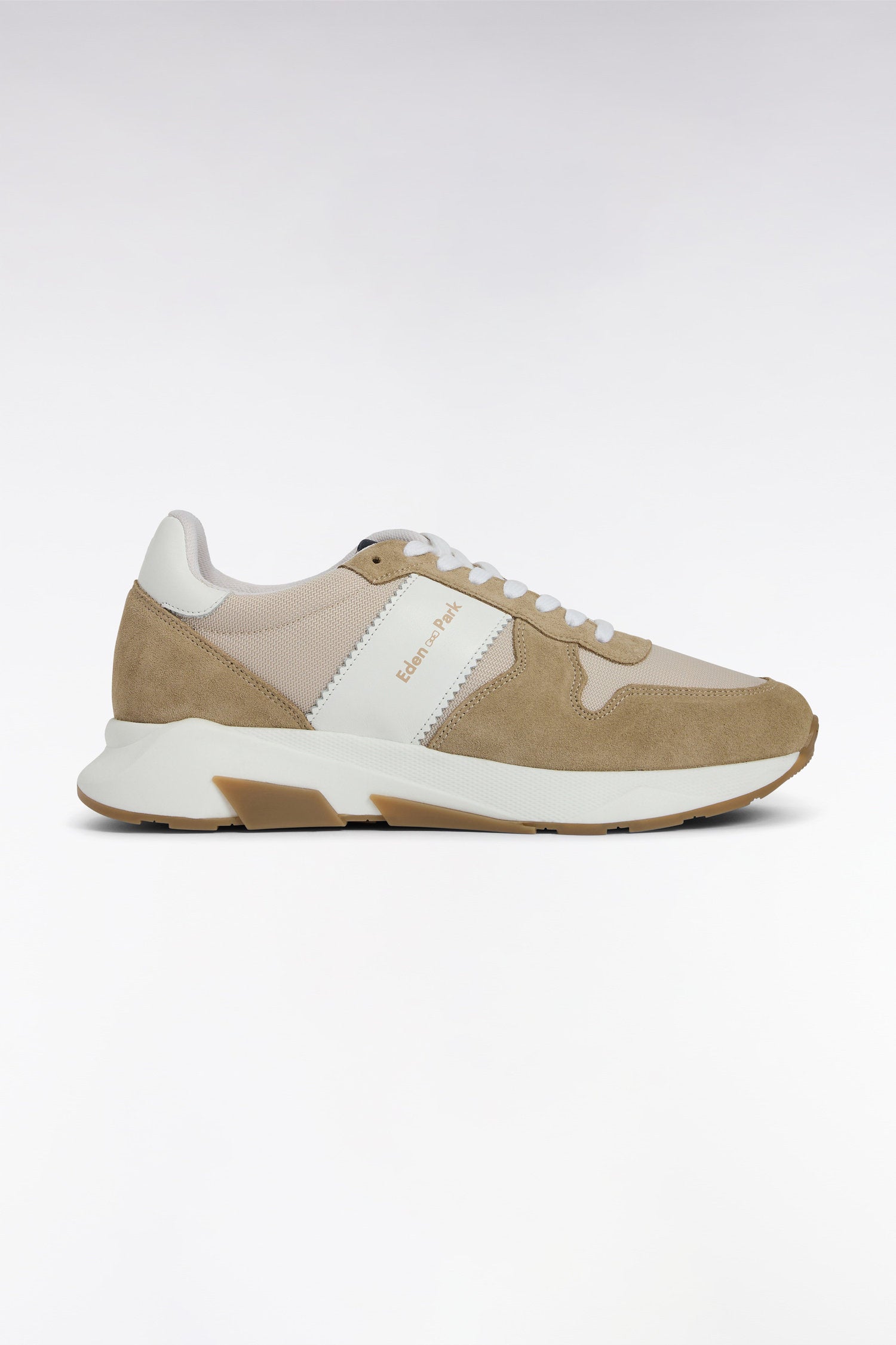 Eden Park_Multi-Material Sneakers in Beige Leather_E25CHSTE0009_BEM21_01