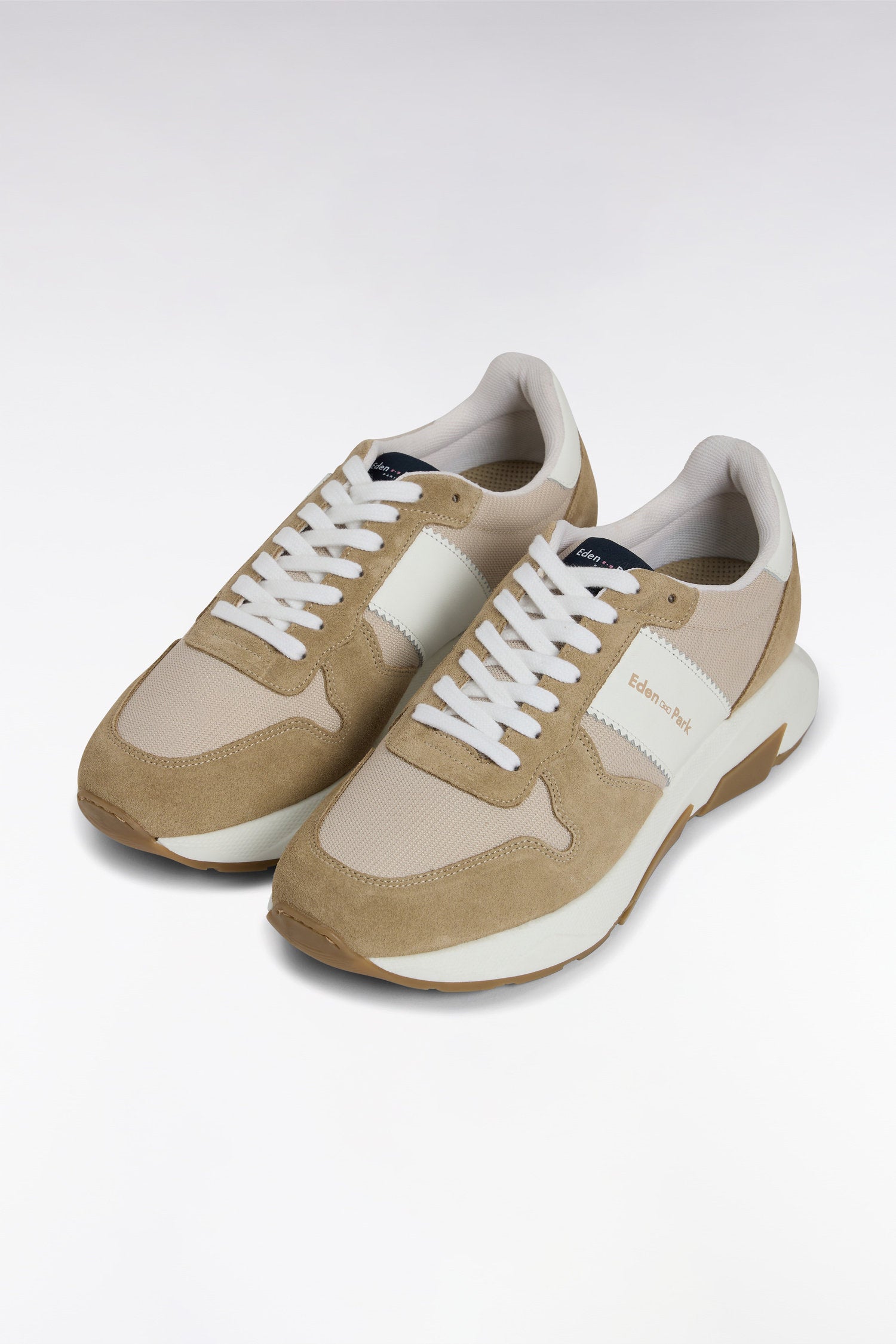 Eden Park_Multi-Material Sneakers in Beige Leather_E25CHSTE0009_BEM21_02
