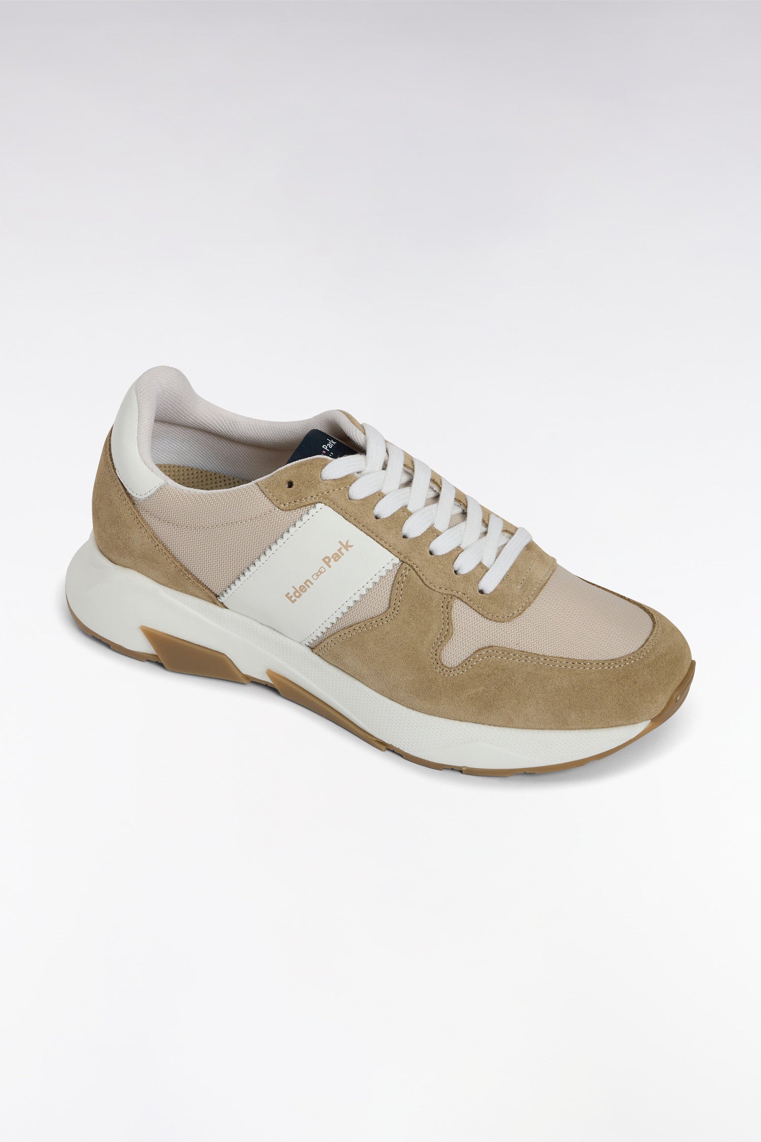Eden Park_Multi-Material Sneakers in Beige Leather_E25CHSTE0009_BEM21_03
