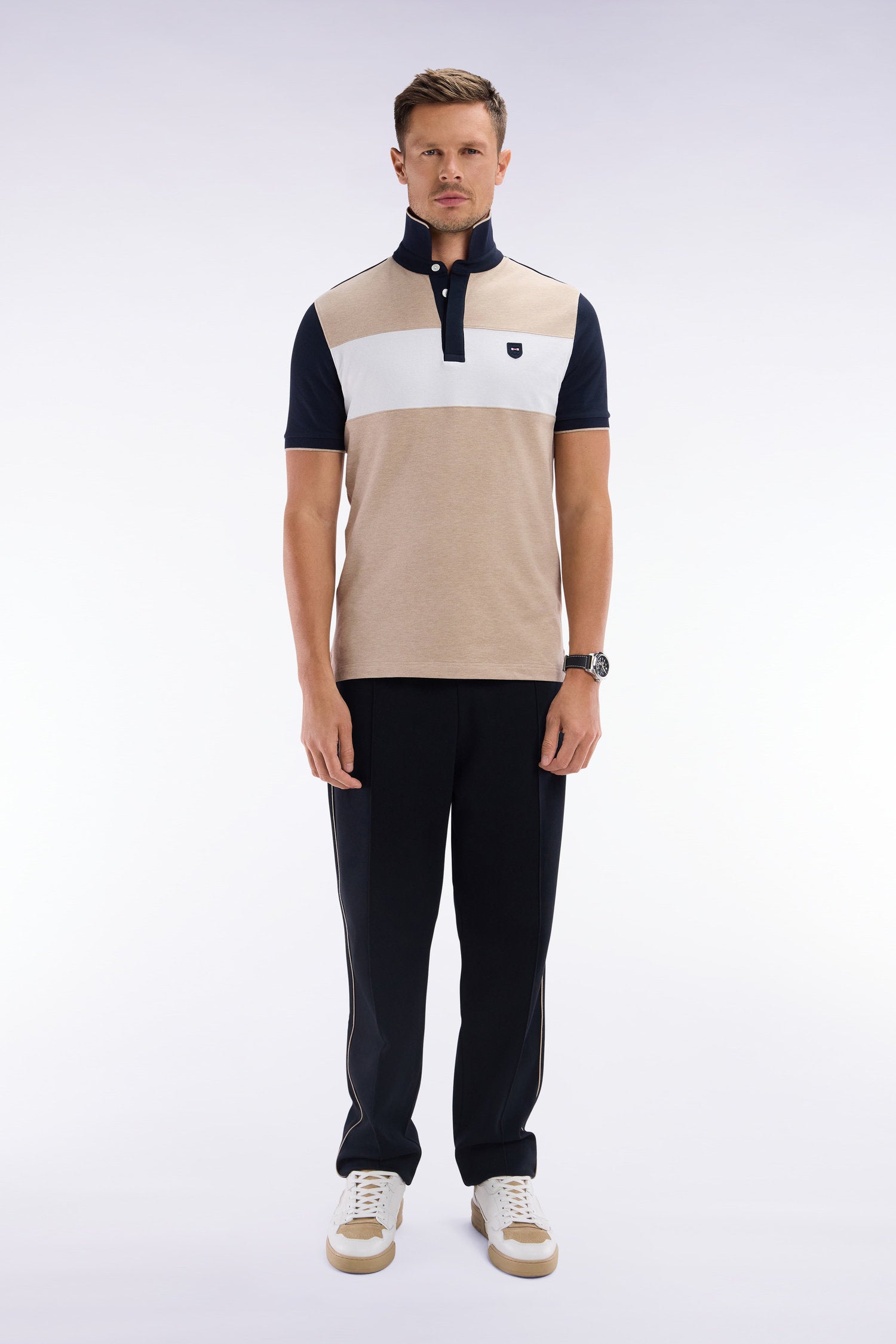 Eden Park_Straight-Cut Black Cotton Interlock Jogging Pants_E25MAIJO0004_NO_01