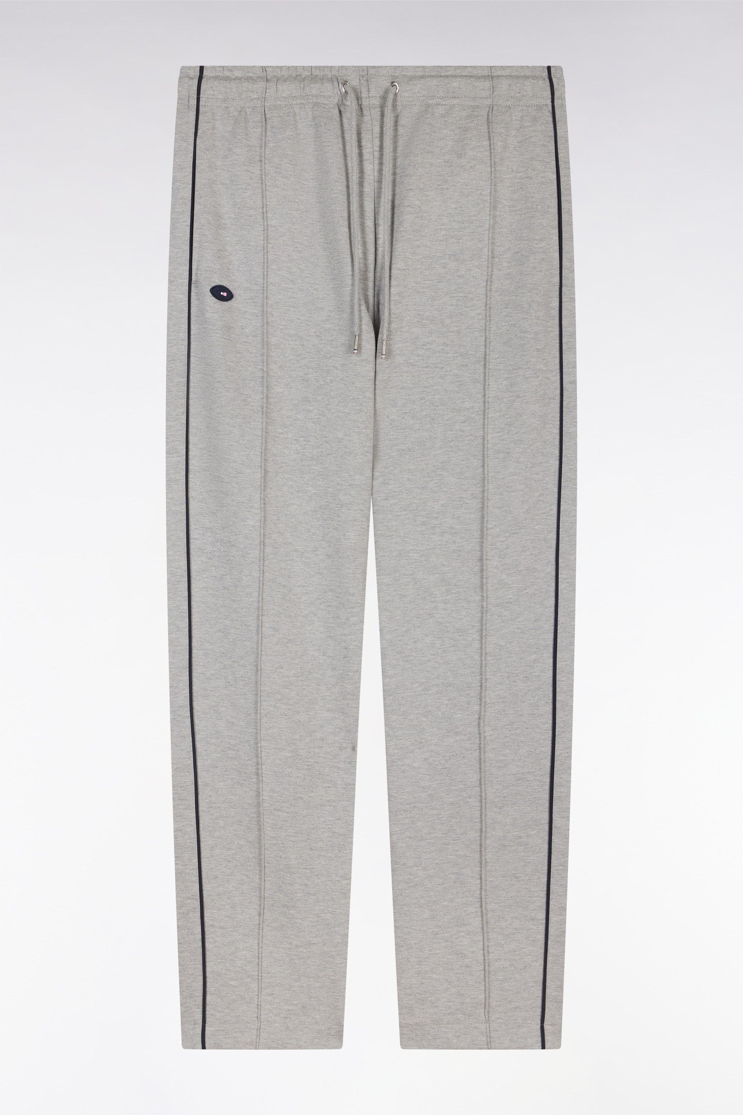 Eden Park_Grey Stretch Cotton Fleece Jogging Pants with Navy Blue Piping_E25MAIJO0011_GRC_04