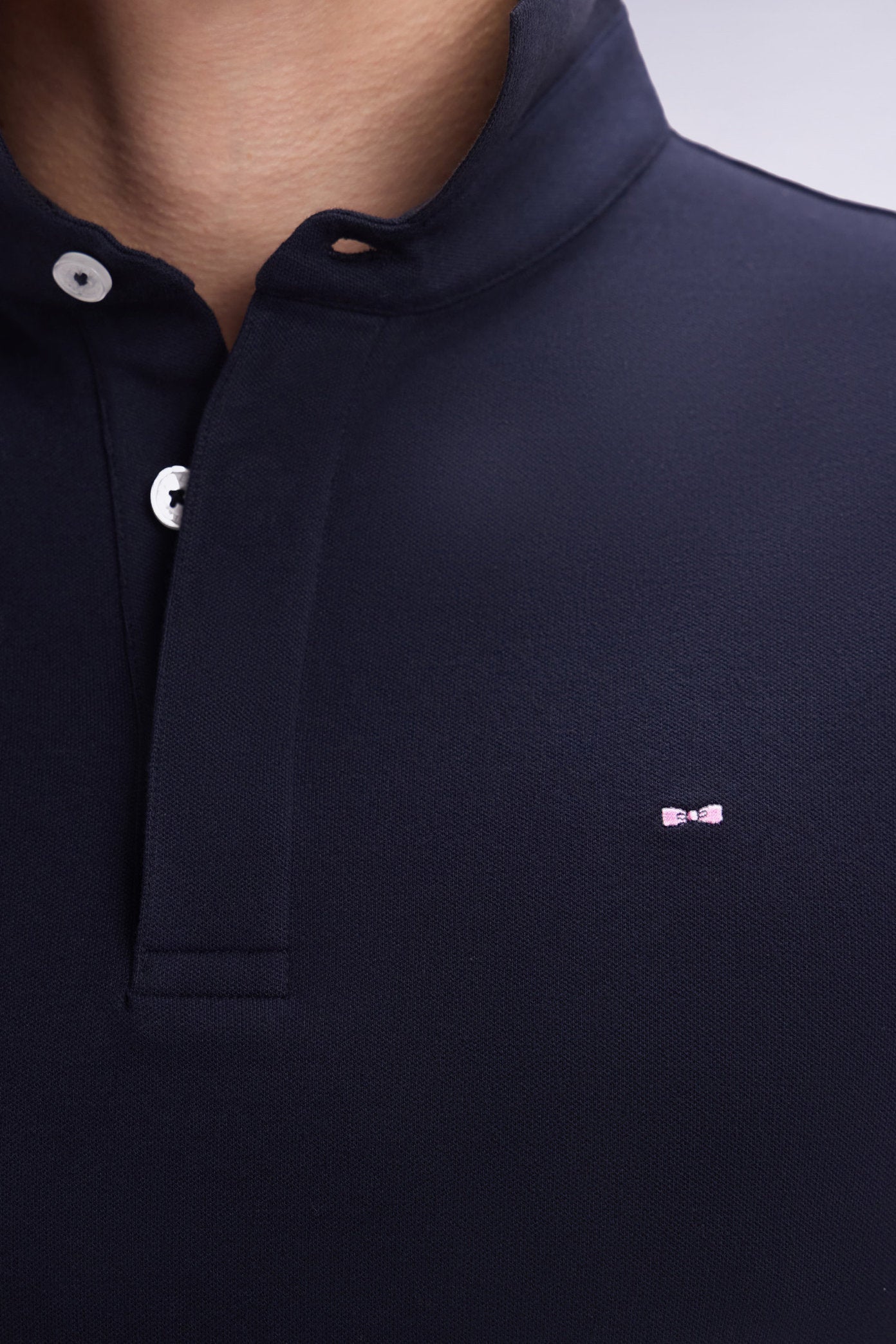 Eden Park_Slim-Fit Short-Sleeved Polo Shirt in Navy Stretch Cotton PiquŽ_E25MAIPC0001_BLF_03