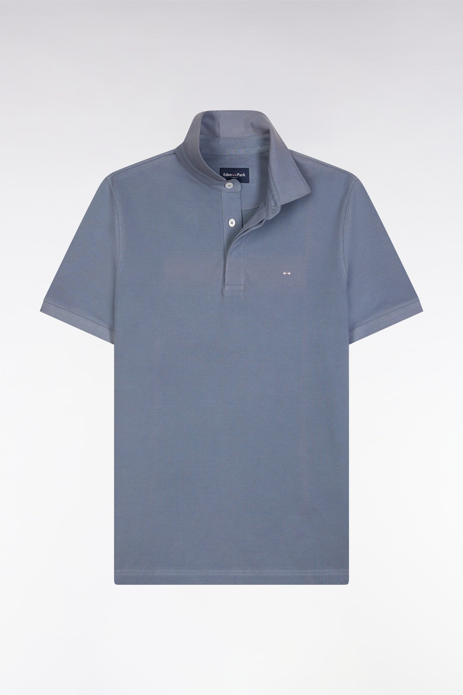 Eden Park_Slim-Fit Short-Sleeved Polo Shirt in Khaki Stretch Cotton PiquŽ_E25MAIPC0001_GRM12_04