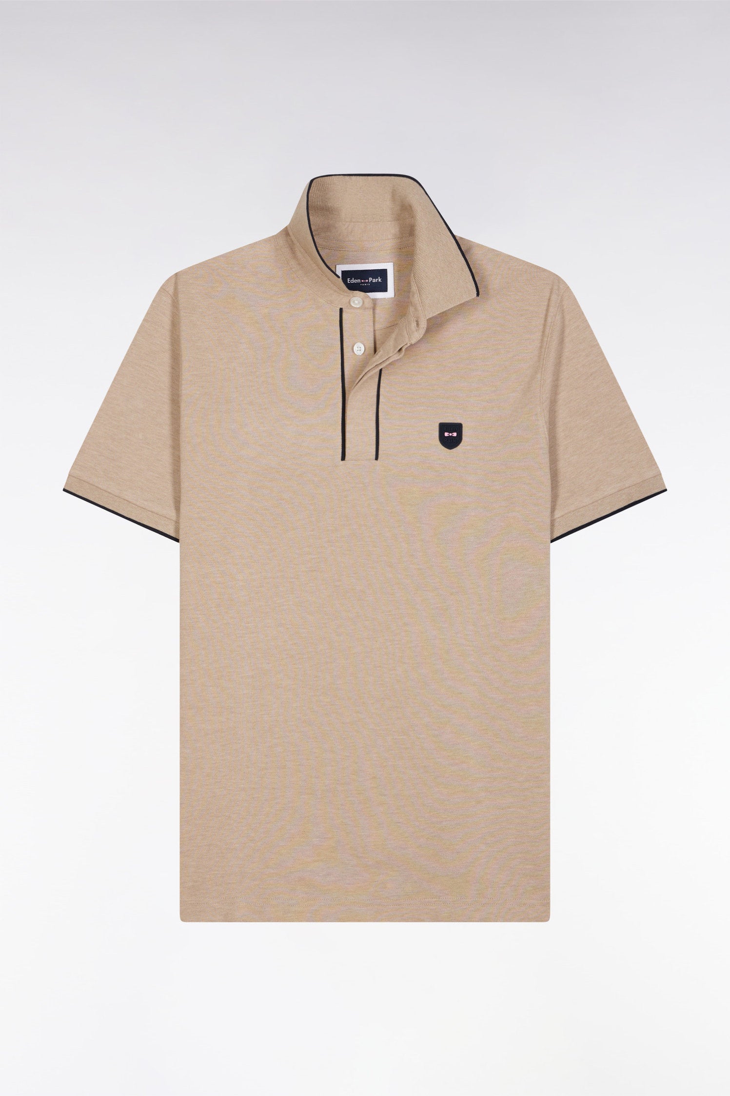 Eden Park_Slim-Fit Short-Sleeved Polo Shirt in Beige Stretch Cotton PiquŽ_E25MAIPC0011_BEC13_04
