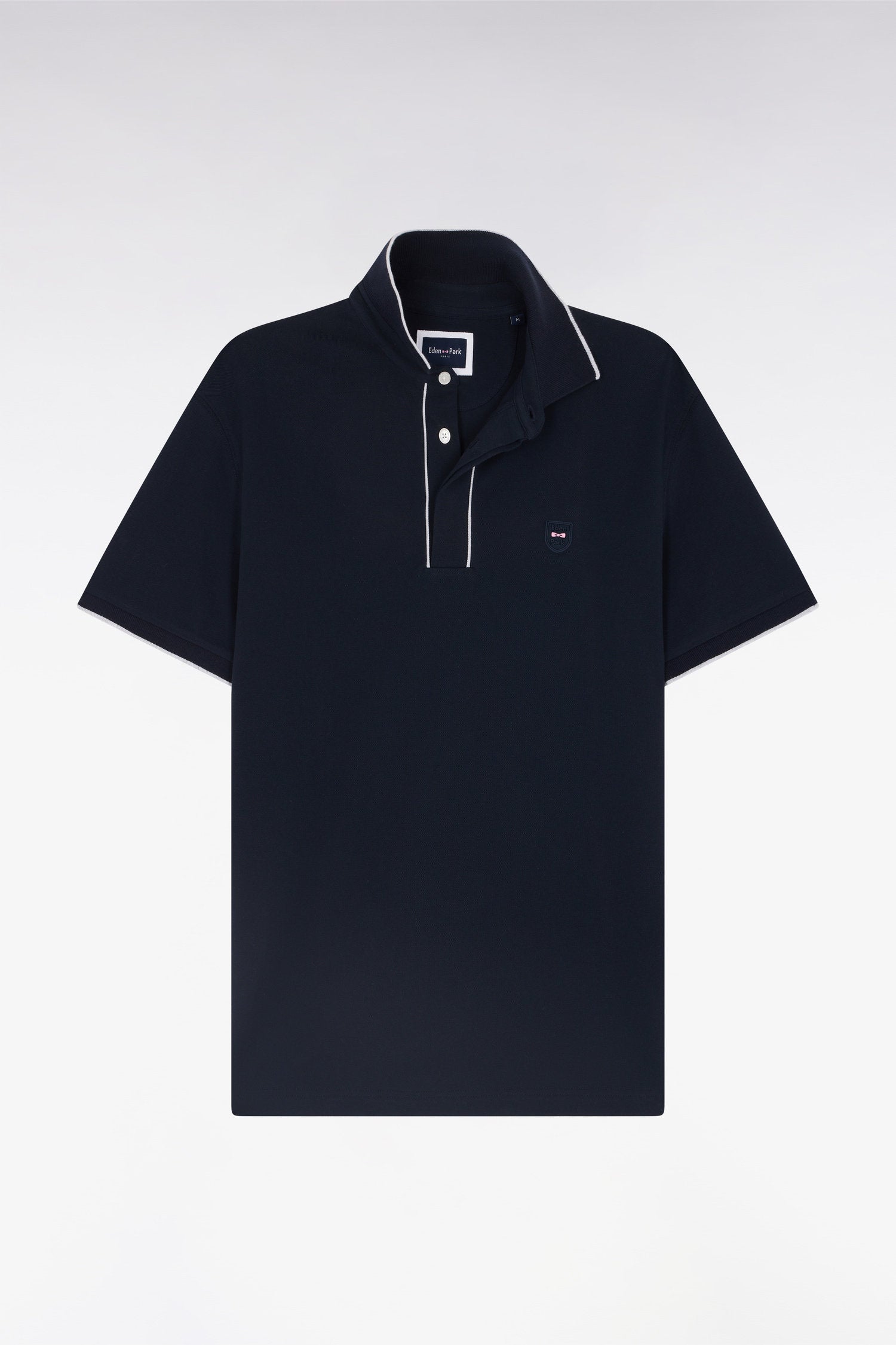 Eden Park_Slim-Fit Short-Sleeved Polo Shirt in Navy Stretch Cotton PiquŽ_E25MAIPC0011_BLF_04