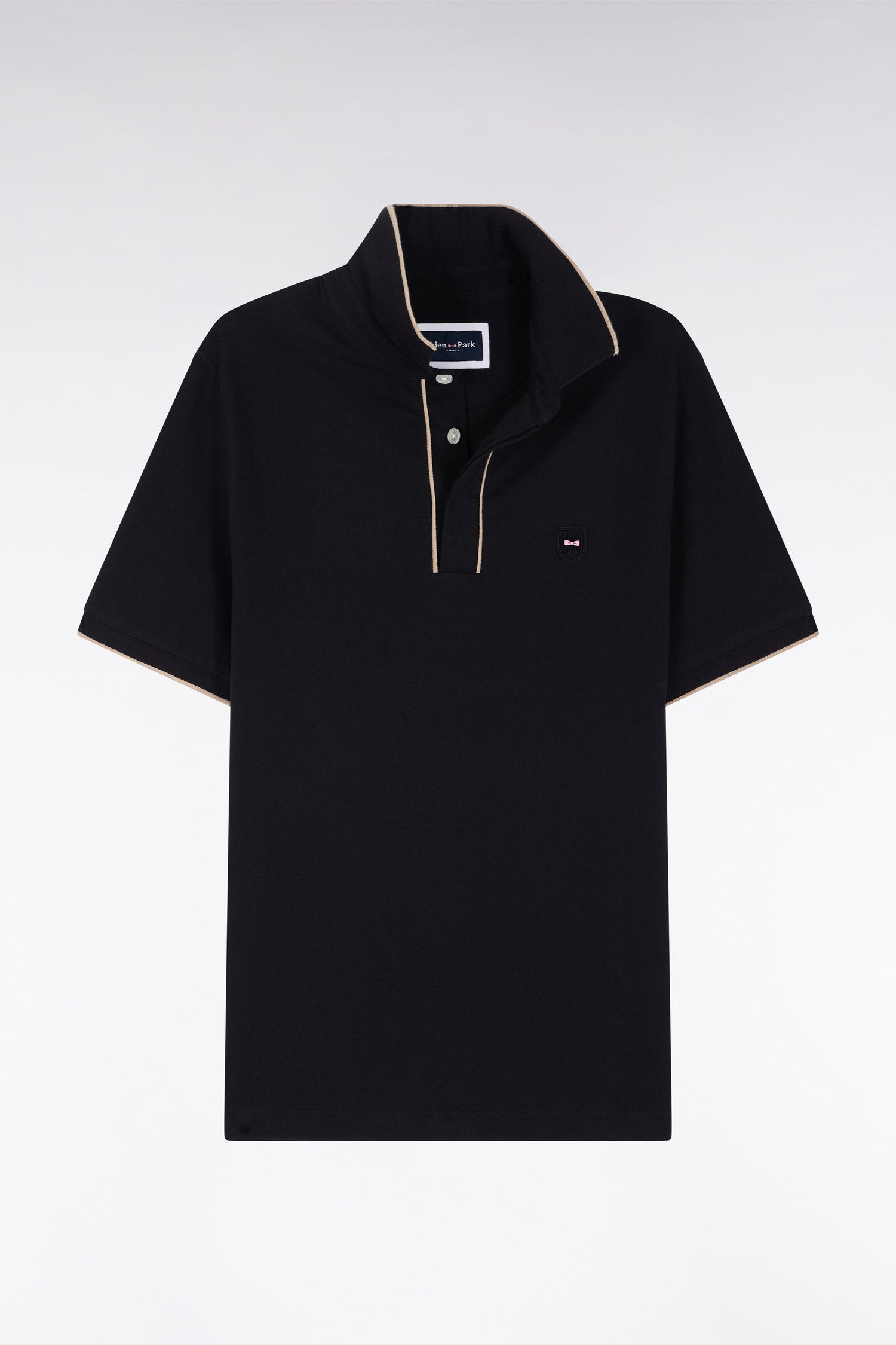Eden Park_Slim-Fit Short-Sleeved Polo Shirt in Black Stretch Cotton PiquŽ_E25MAIPC0011_NO_04