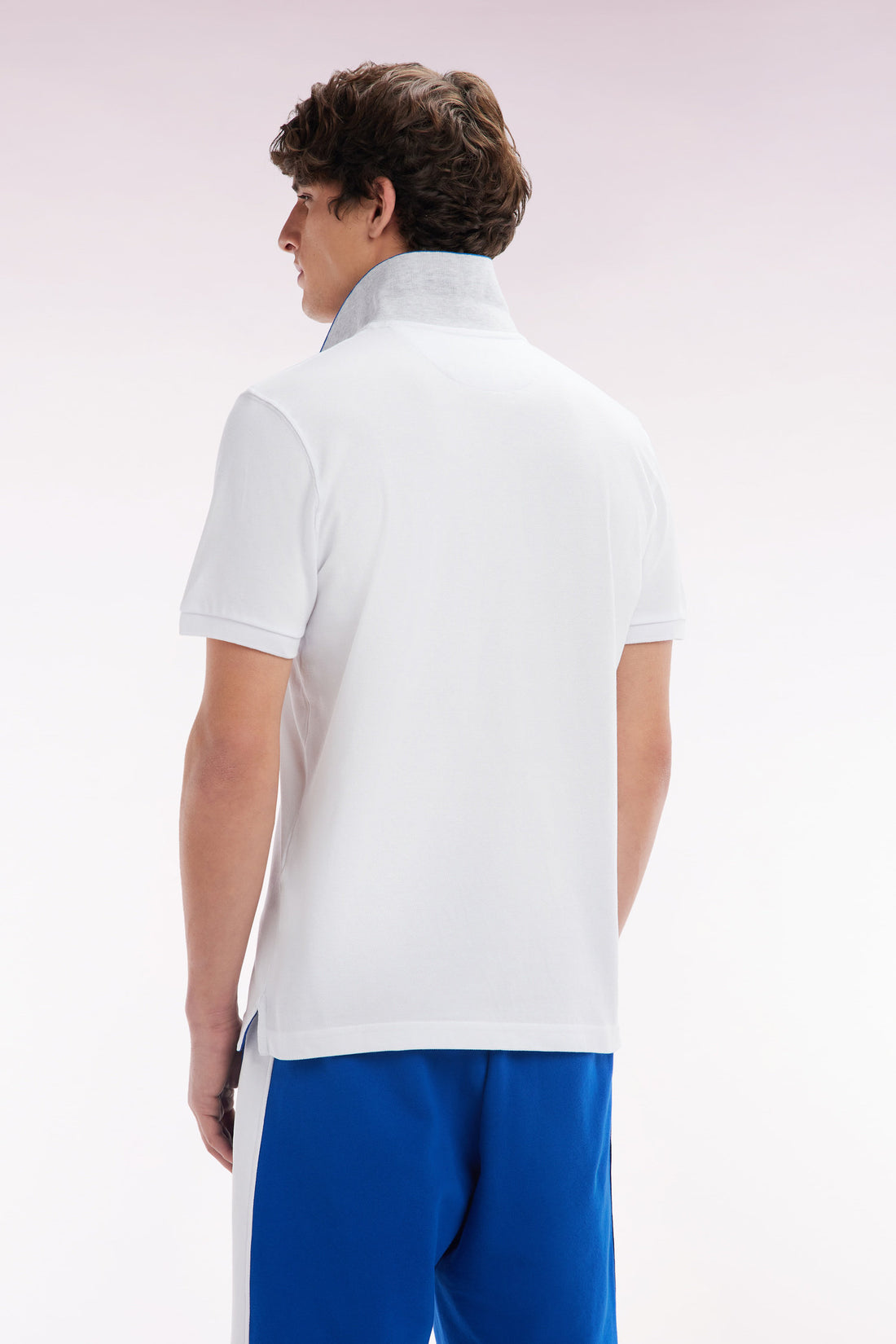 Eden Park_Polo Shirt in White Cotton with Two-Tone Eden Park Jacquard Collar_E25MAIPC0025_BC_02